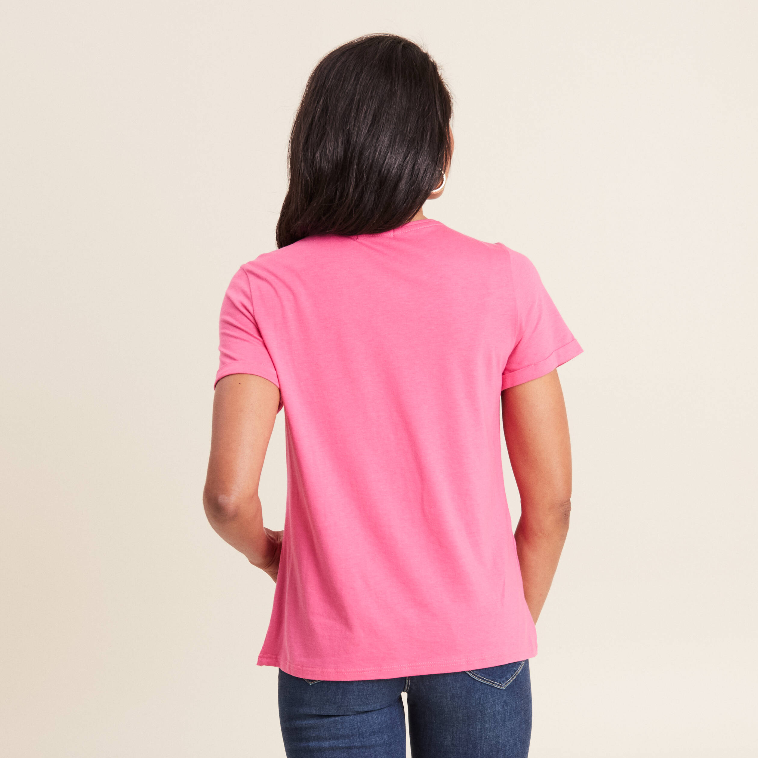 T-shirt manches courtes rose fushia femme