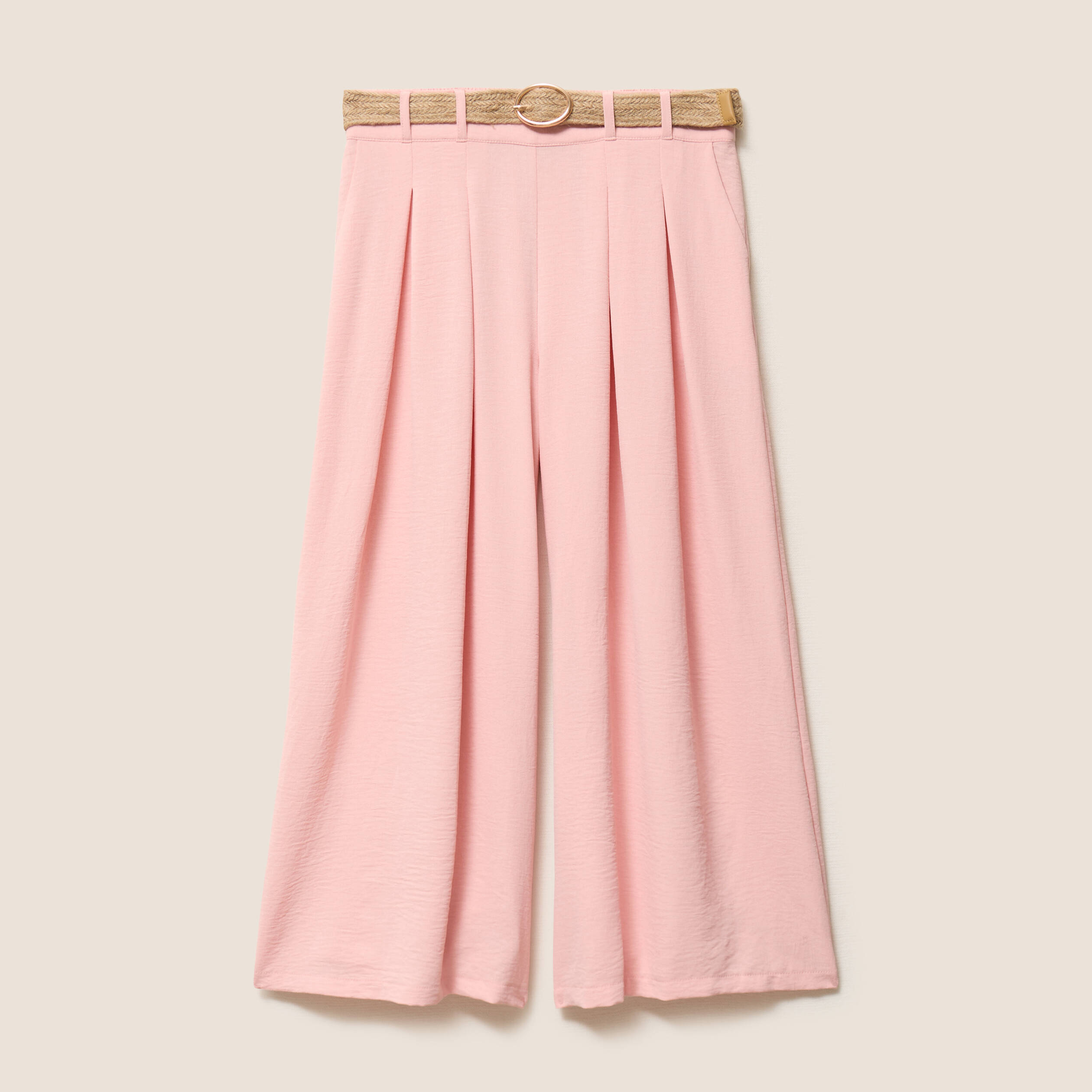 pantalon jupe culotte large rose saumon femme Pantalon jupe-culotte large rose saumon femme