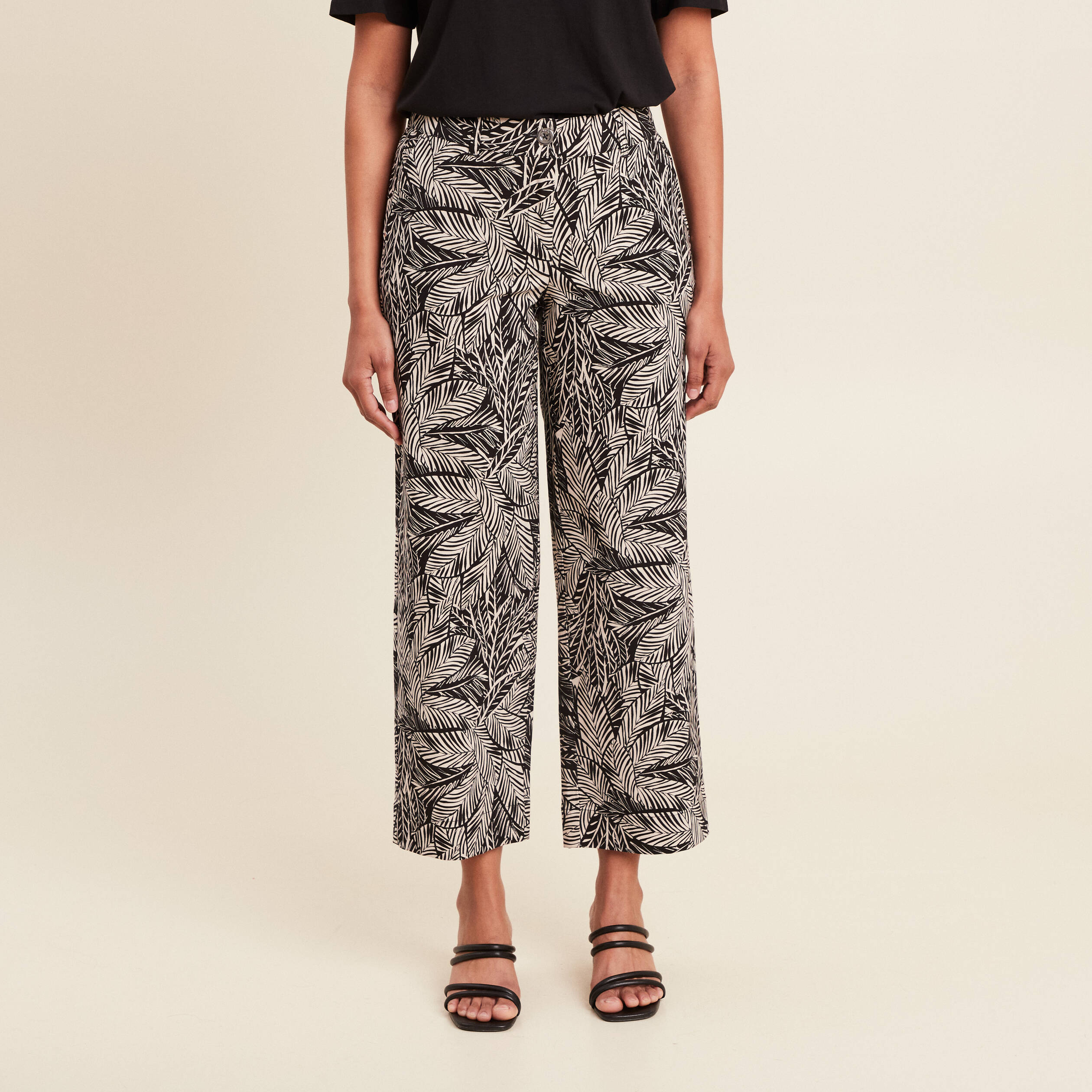 Pantalon large 7/8ème noir femme
