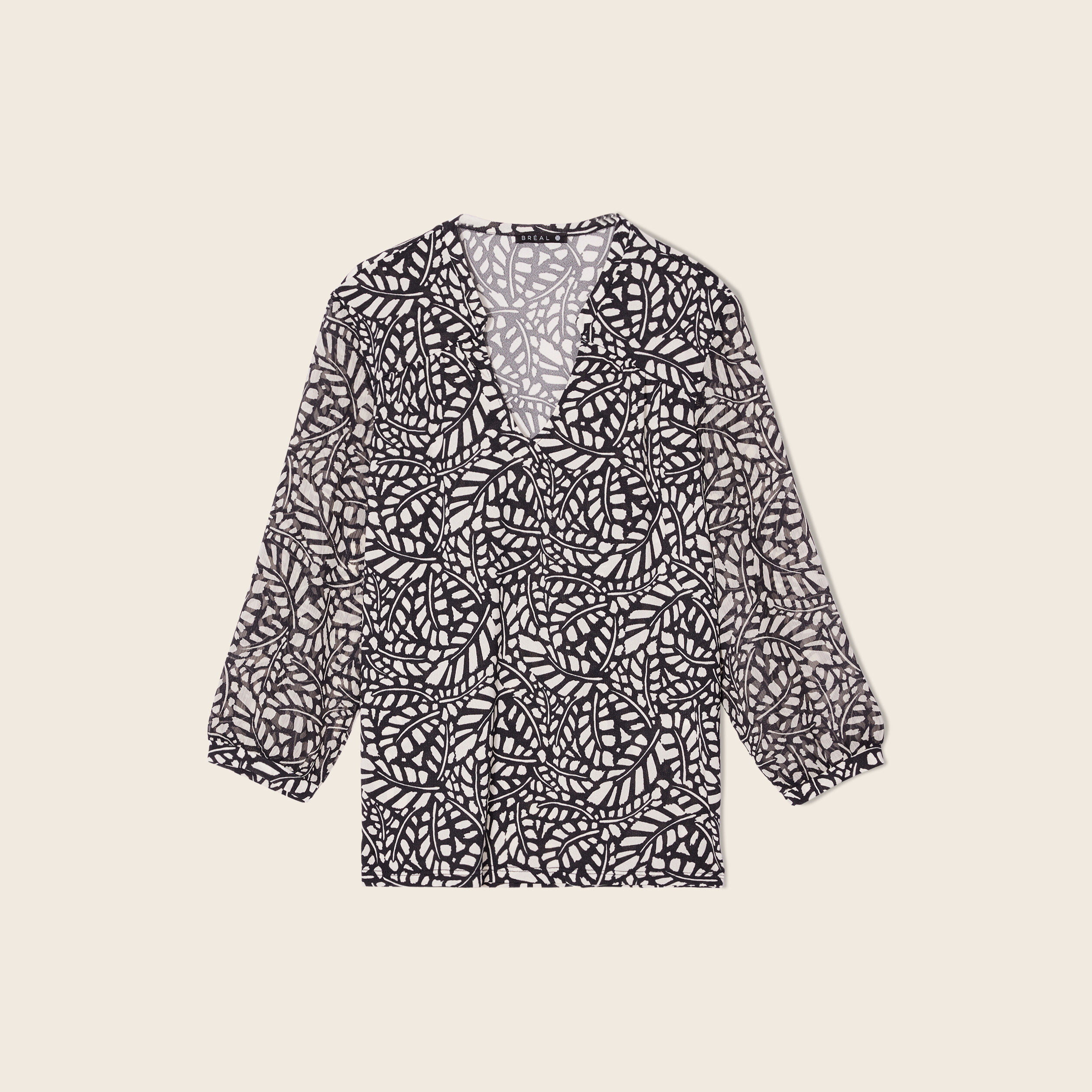 T-shirt manches 3/4 noir femme