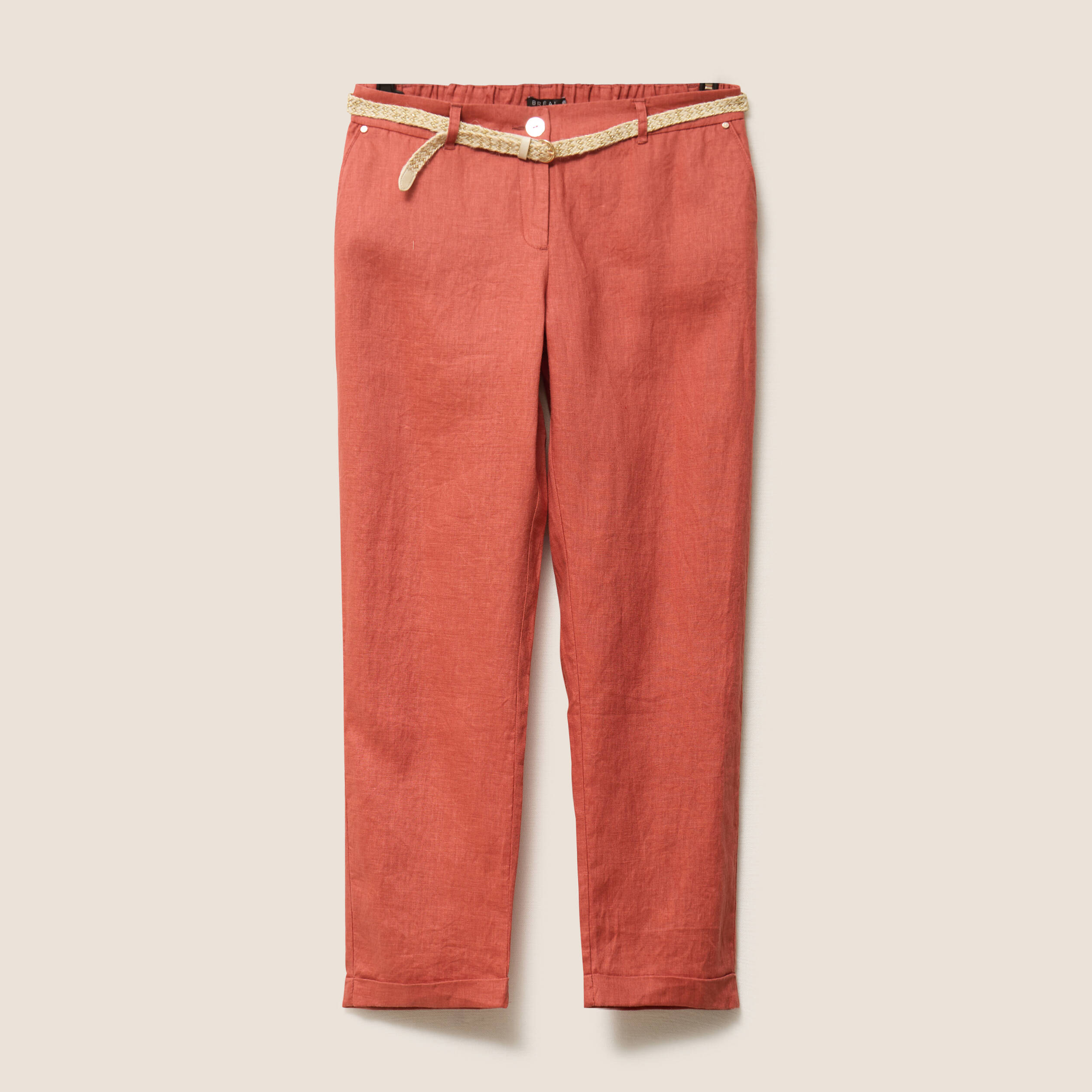 pantalon flou ceinture vieux rose femme Pantalon flou ceinturé vieux rose femme