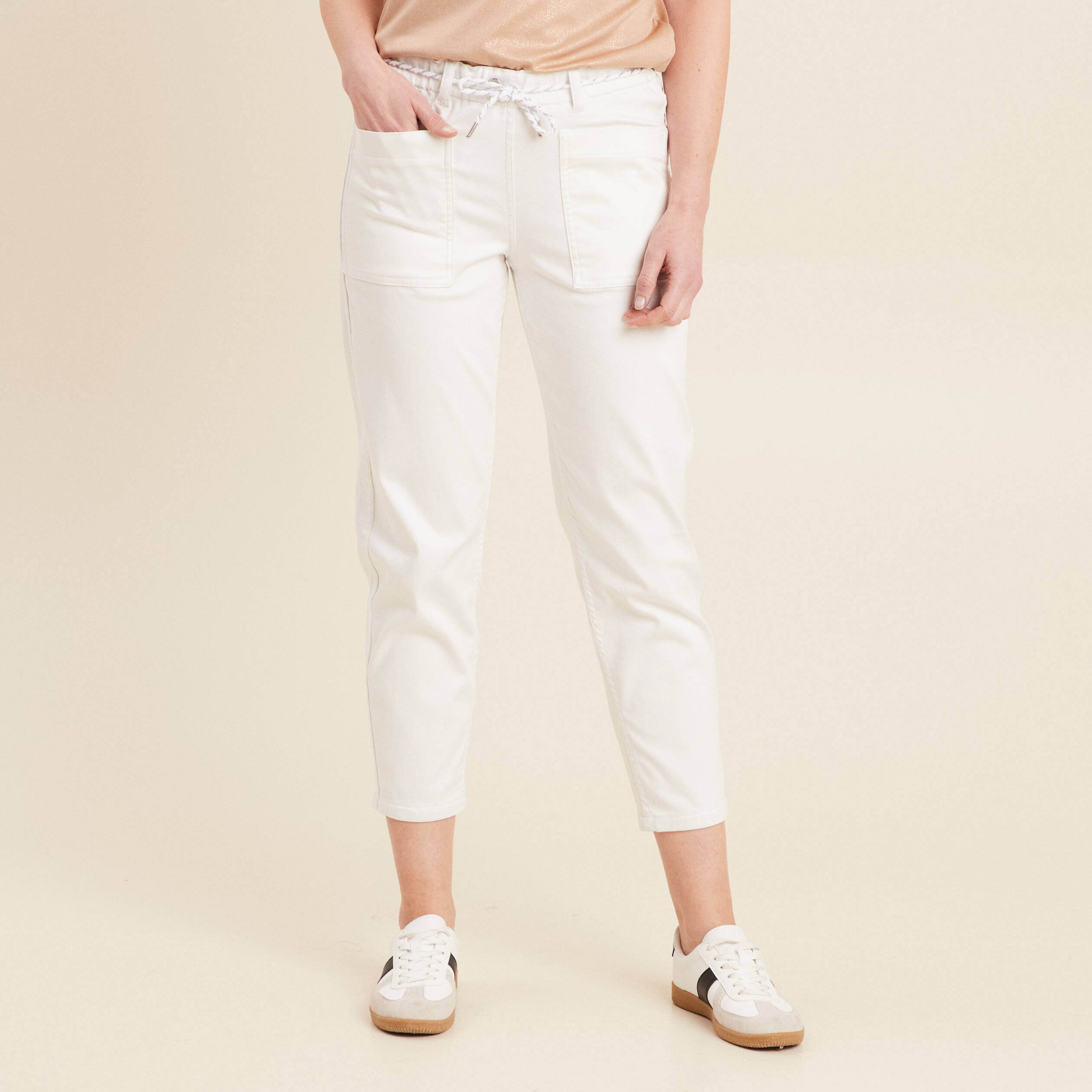 Pantalon droit réversible blanc femme
