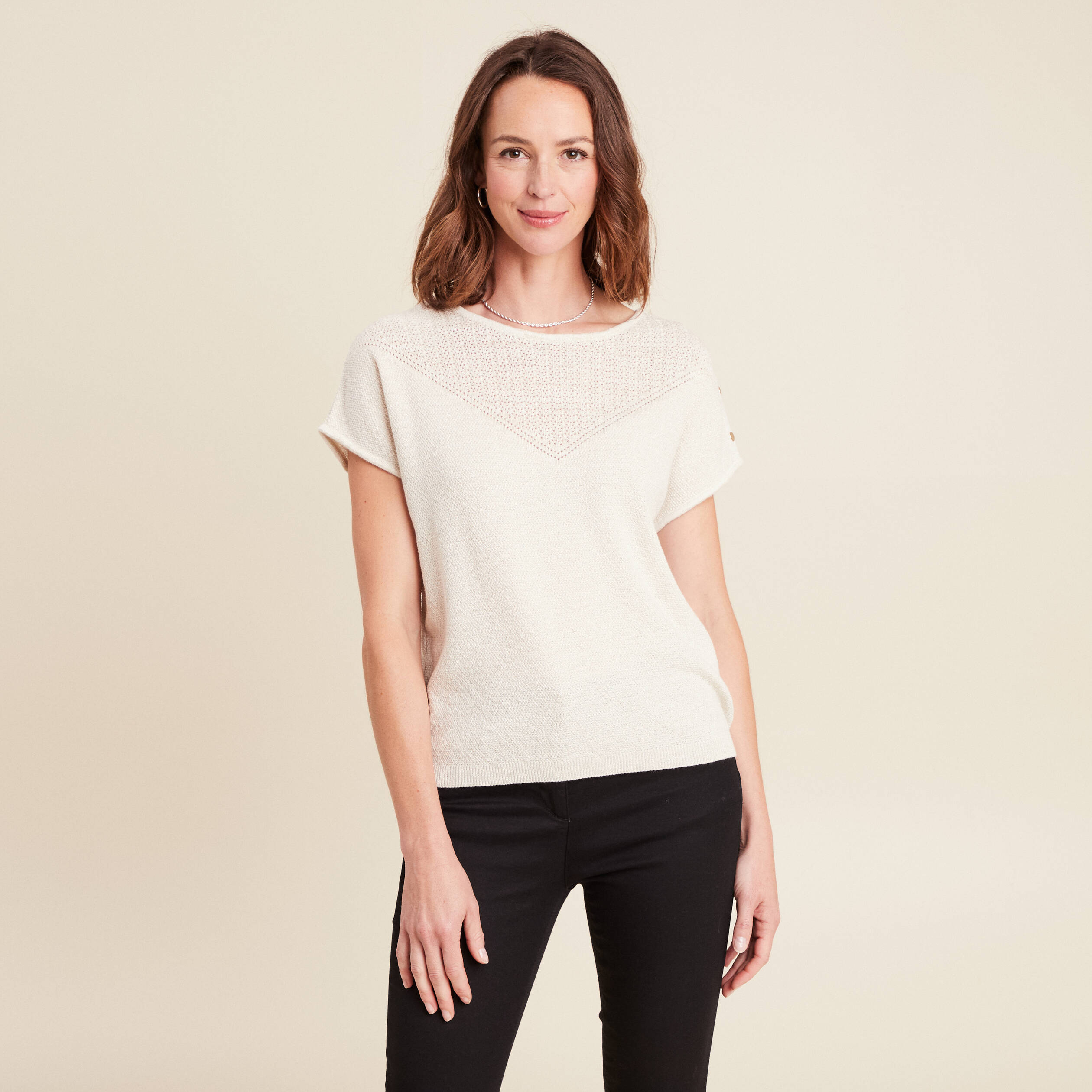 pull manches courtes ecru femme Pull manches courtes ecru femme