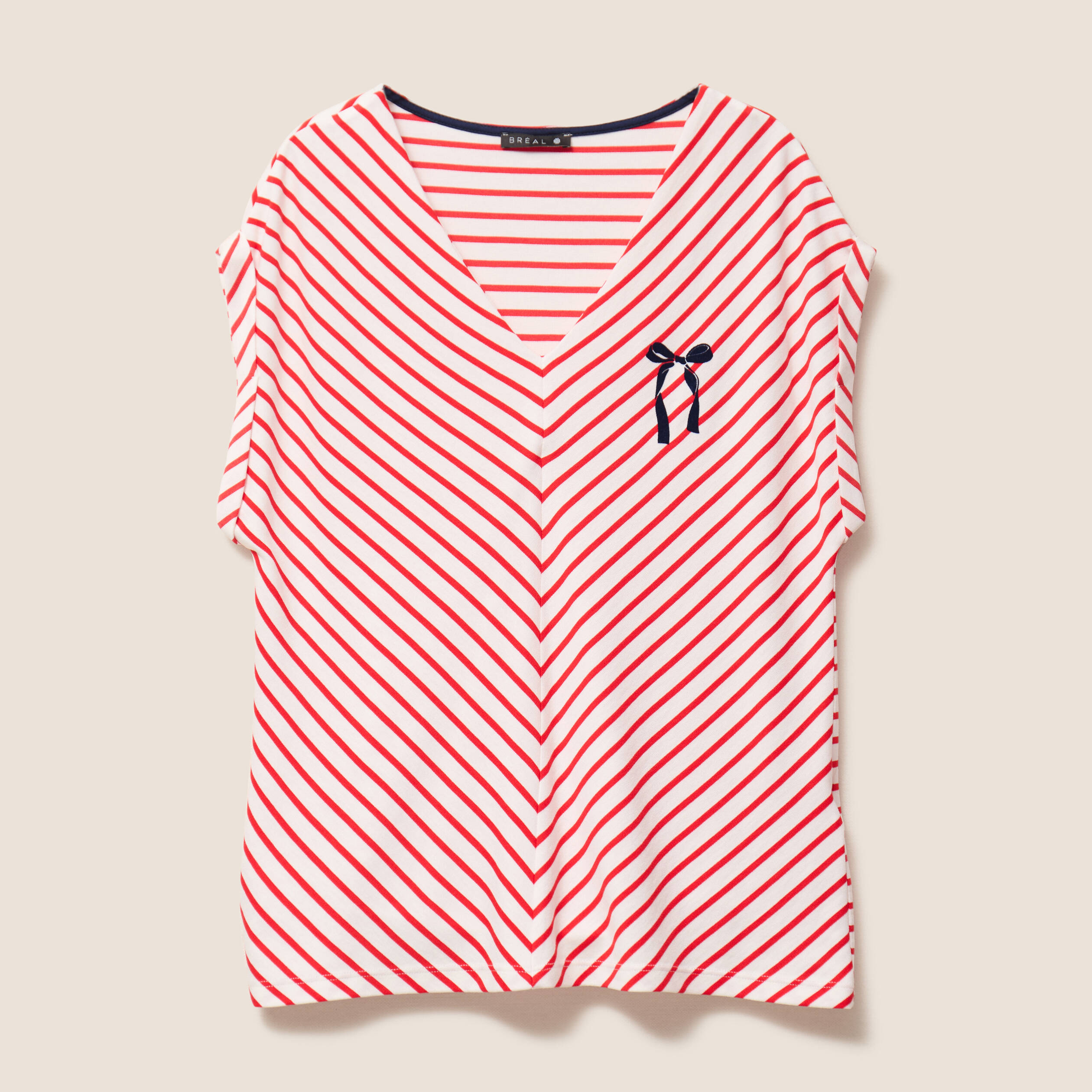 t shirt manches courtes brode rouge femme T-shirt manches courtes brodé rouge femme