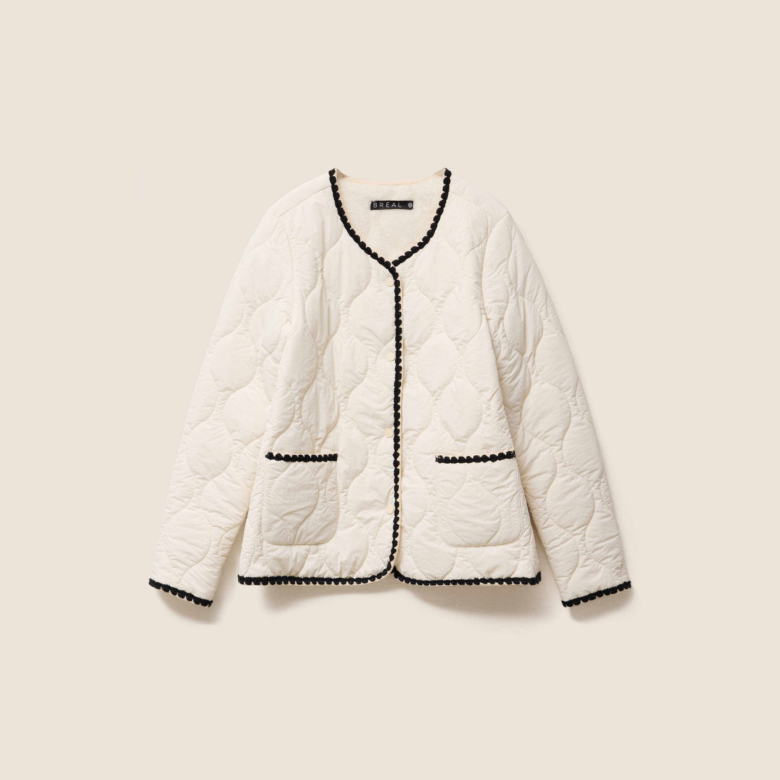 Doudoune sans col doublée ecru femme