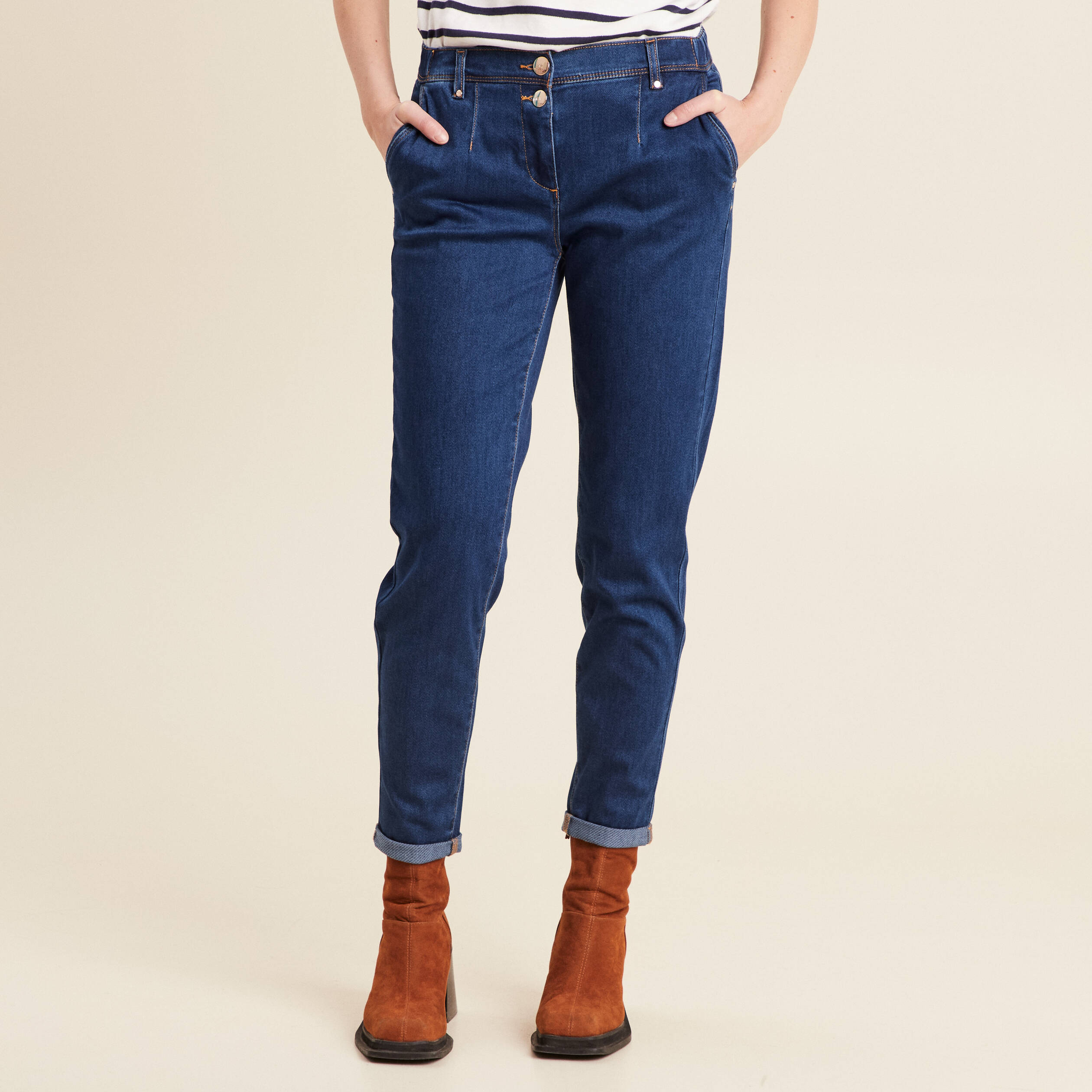 Jean chino 7/8ème denim stone femme