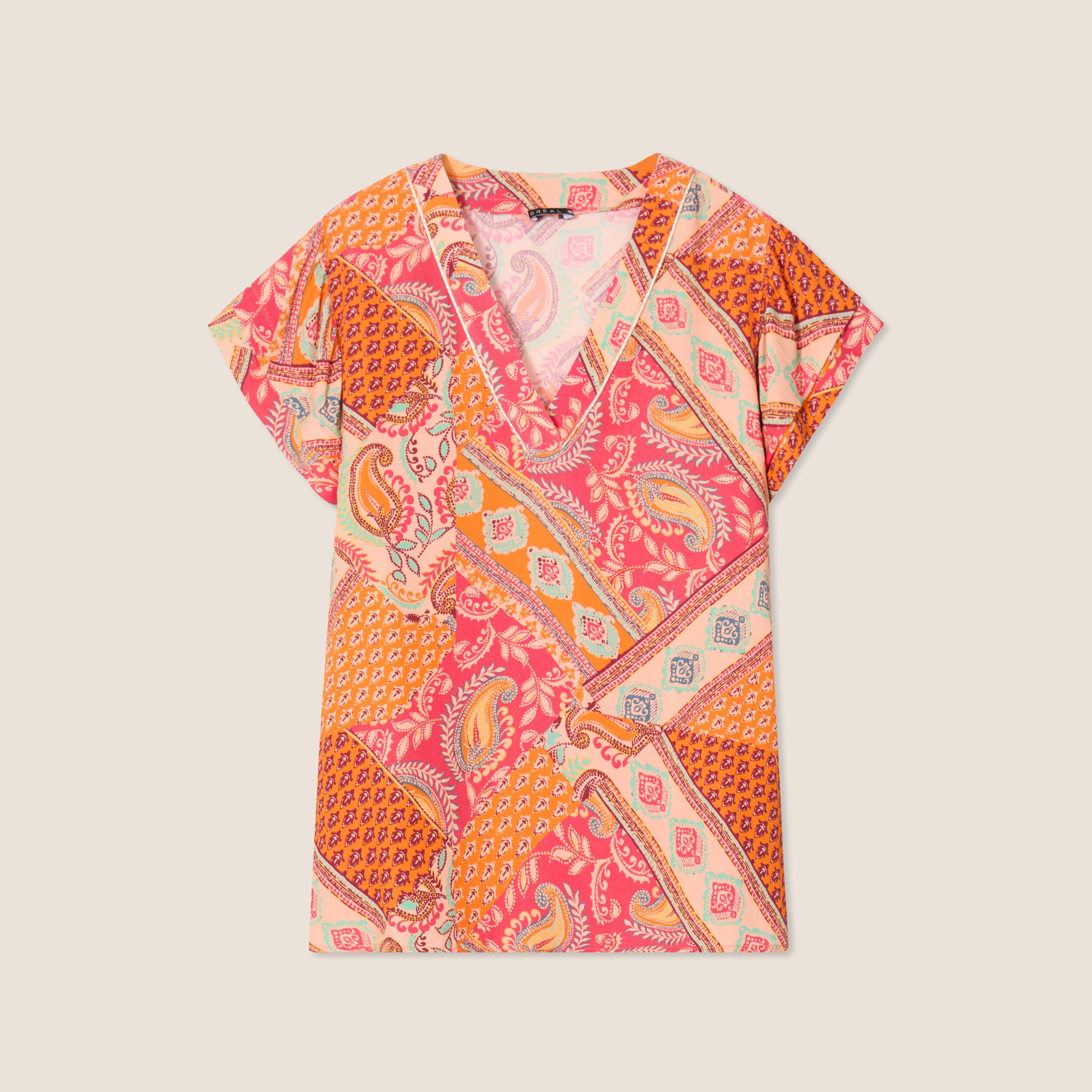Blouse manches courtes orange femme