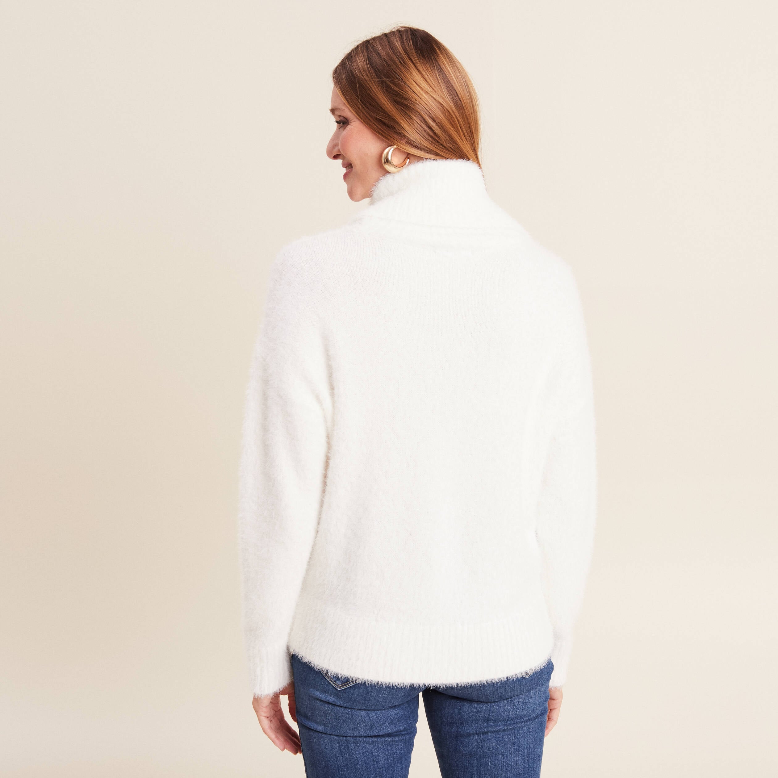 Pull manches longues ecru femme