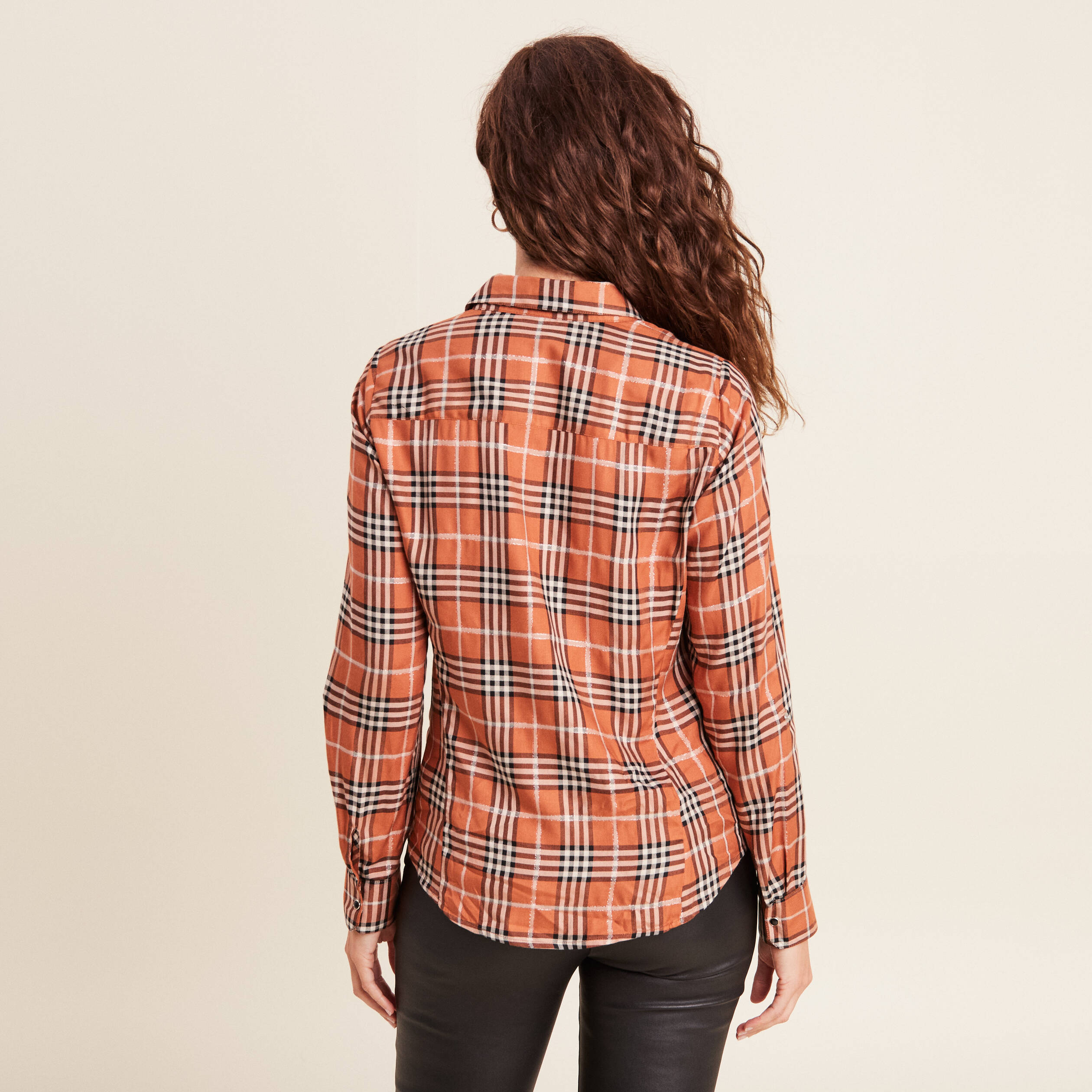 Chemise manches longues orange femme