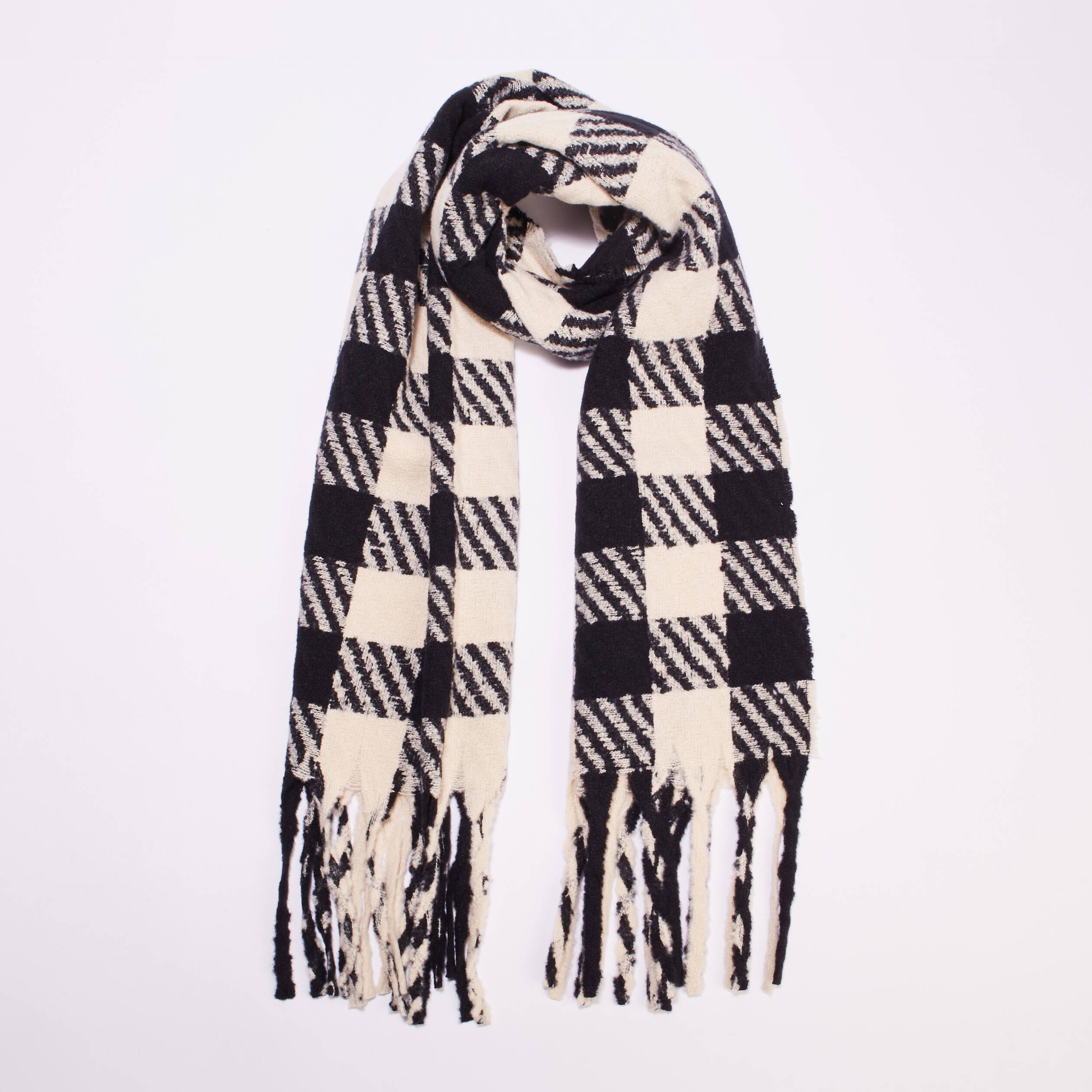 Écharpe à franges noir femme