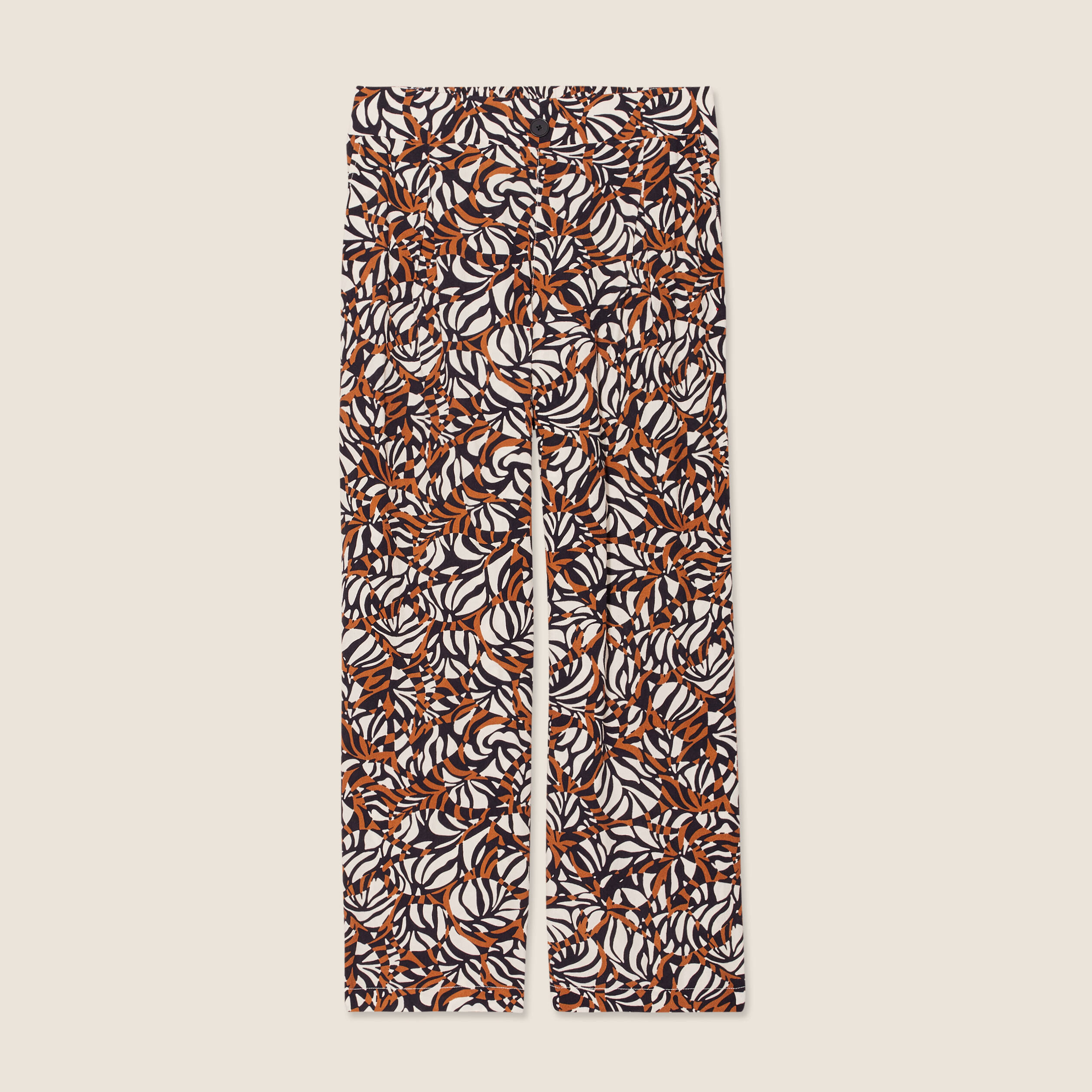 Pantalon flou large 7/8ème marron femme