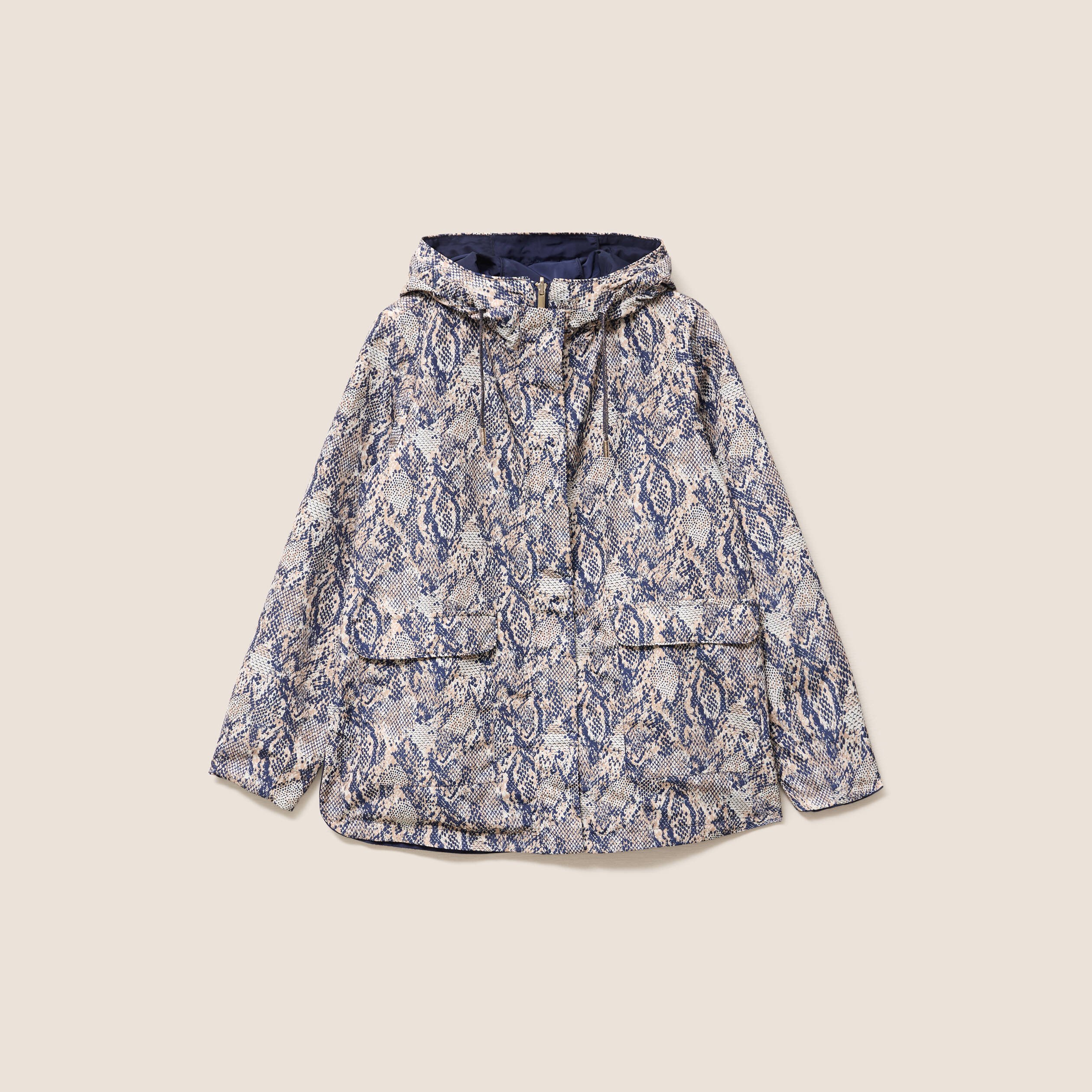 parka cintrée réversible à capuche beige femme