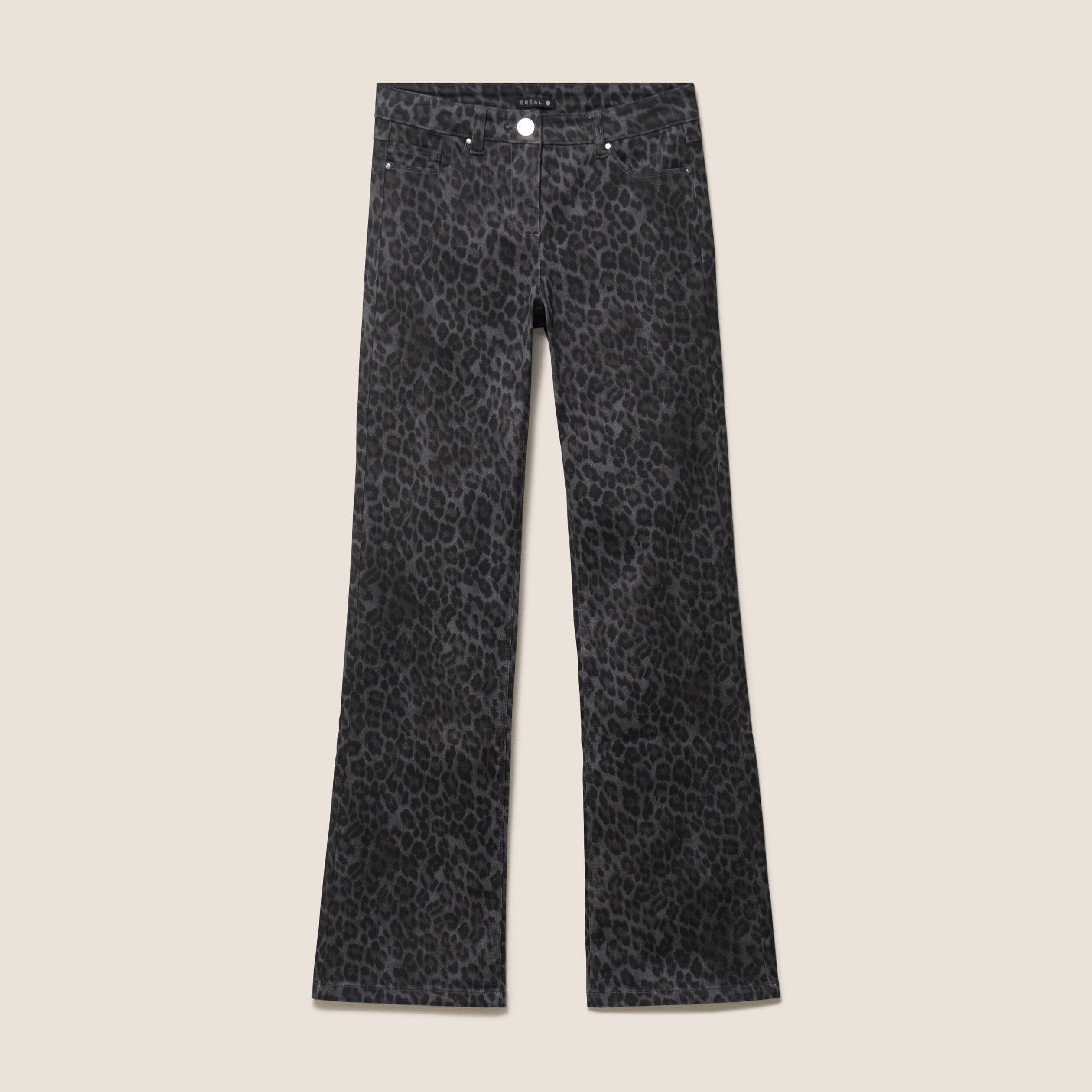 Pantalon bootcut taille bascul&eacute;e gris ardoise femme