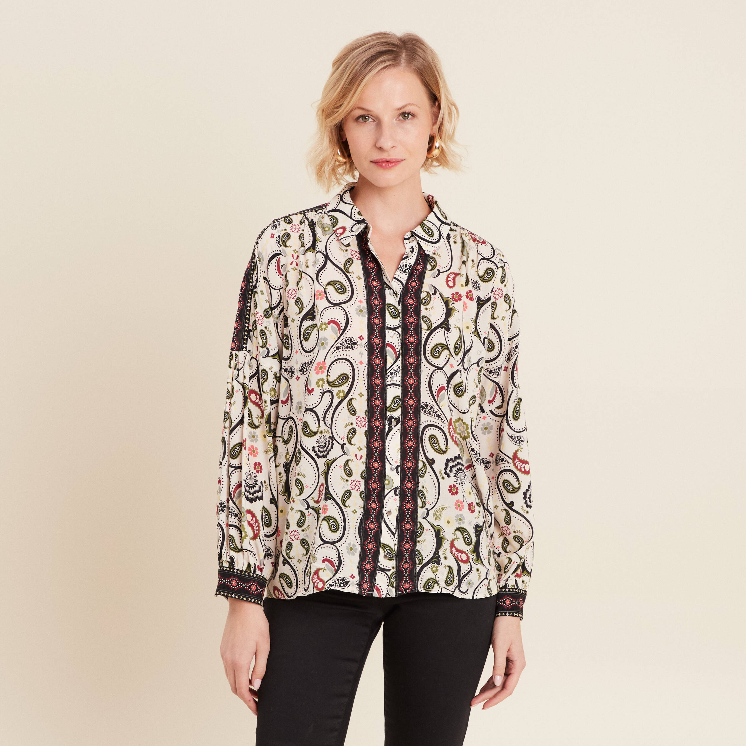 Chemise manches longues blanc femme