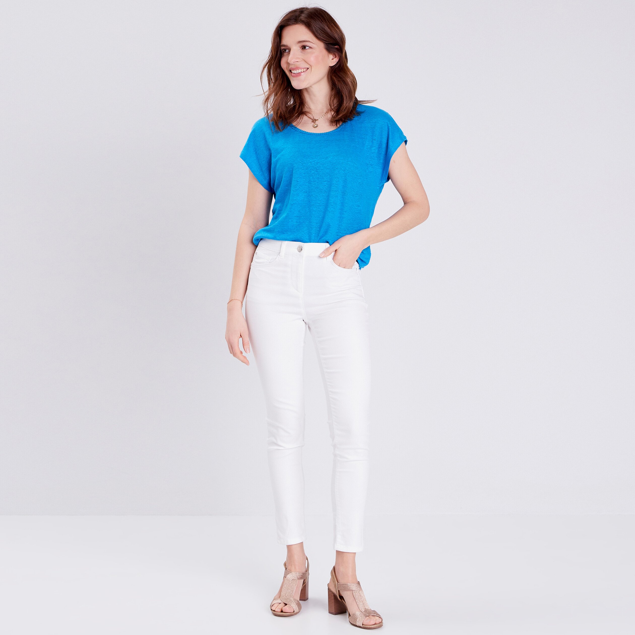 T-shirt manches courtes bleu femme