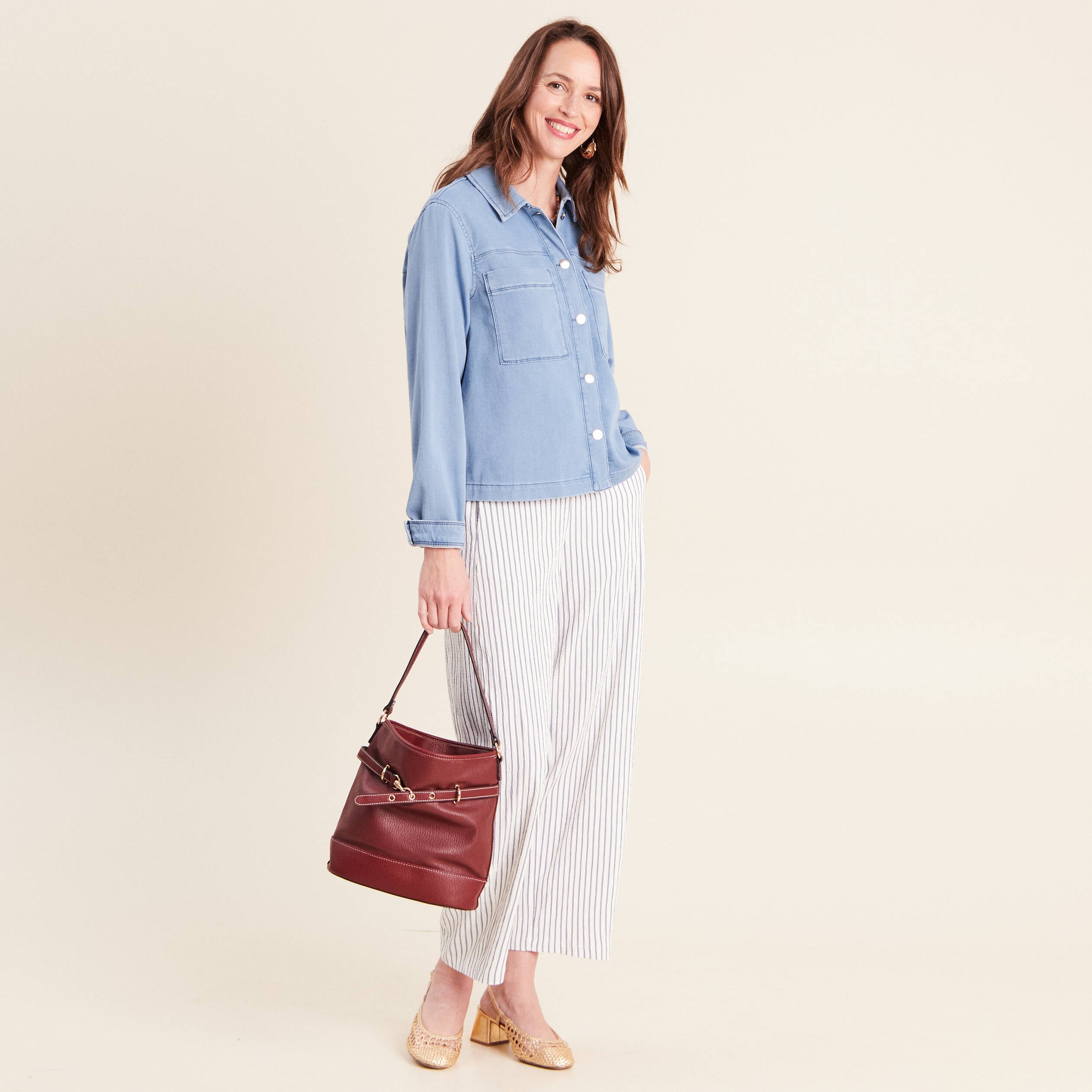 Veste jean manches longues denim bleach femme