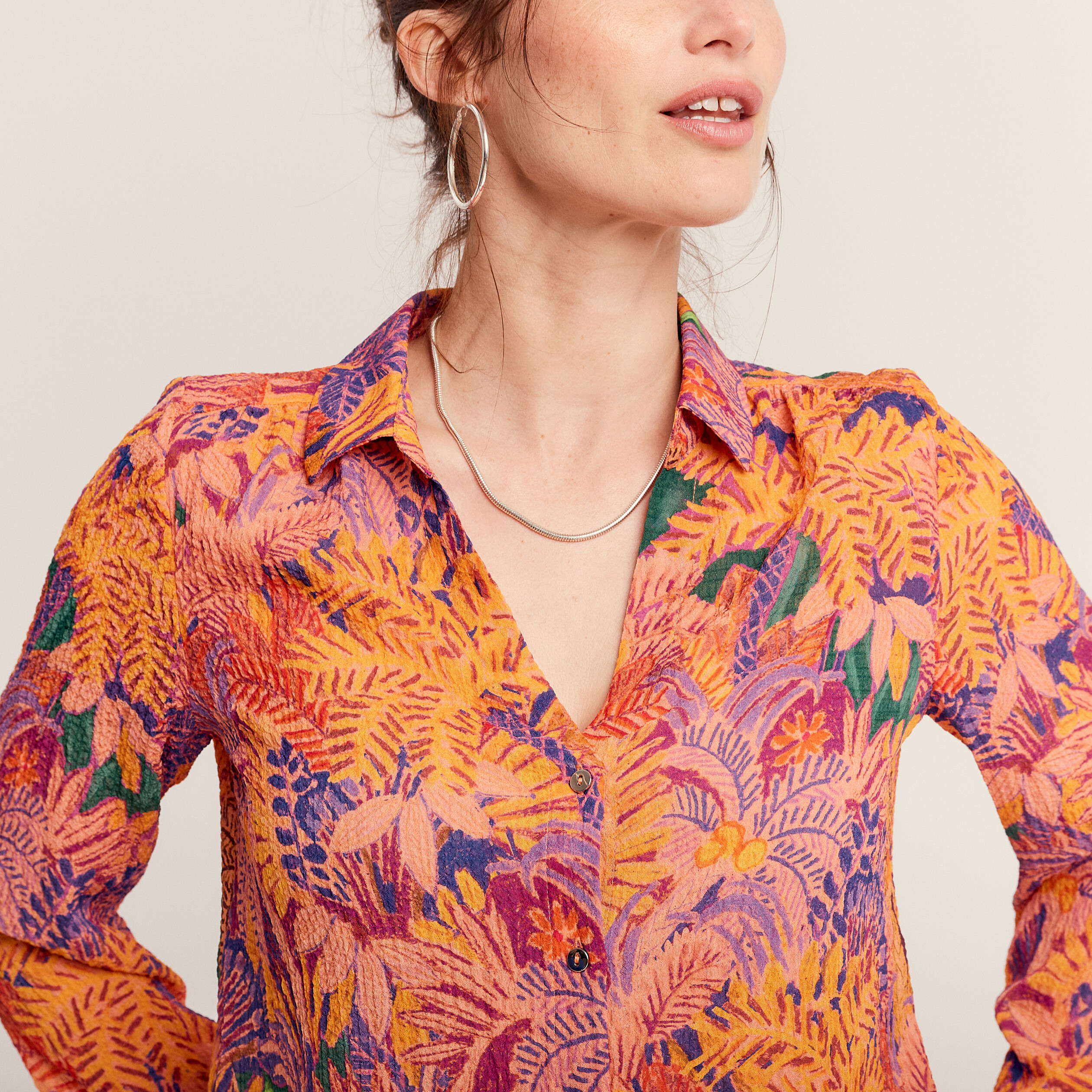 Chemise manches longues jaune moutarde femme