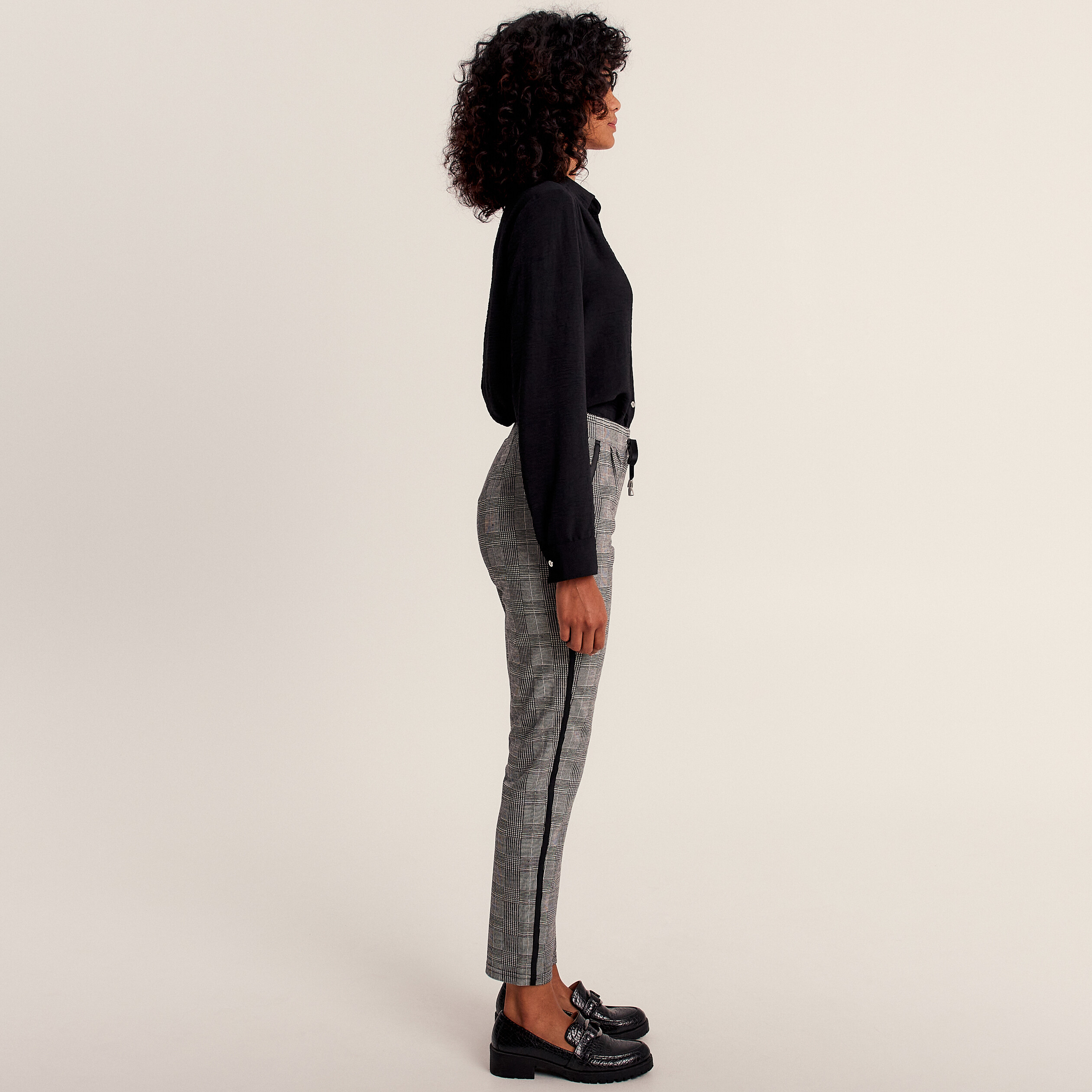 Pantalon flou à coulisse gris femme
