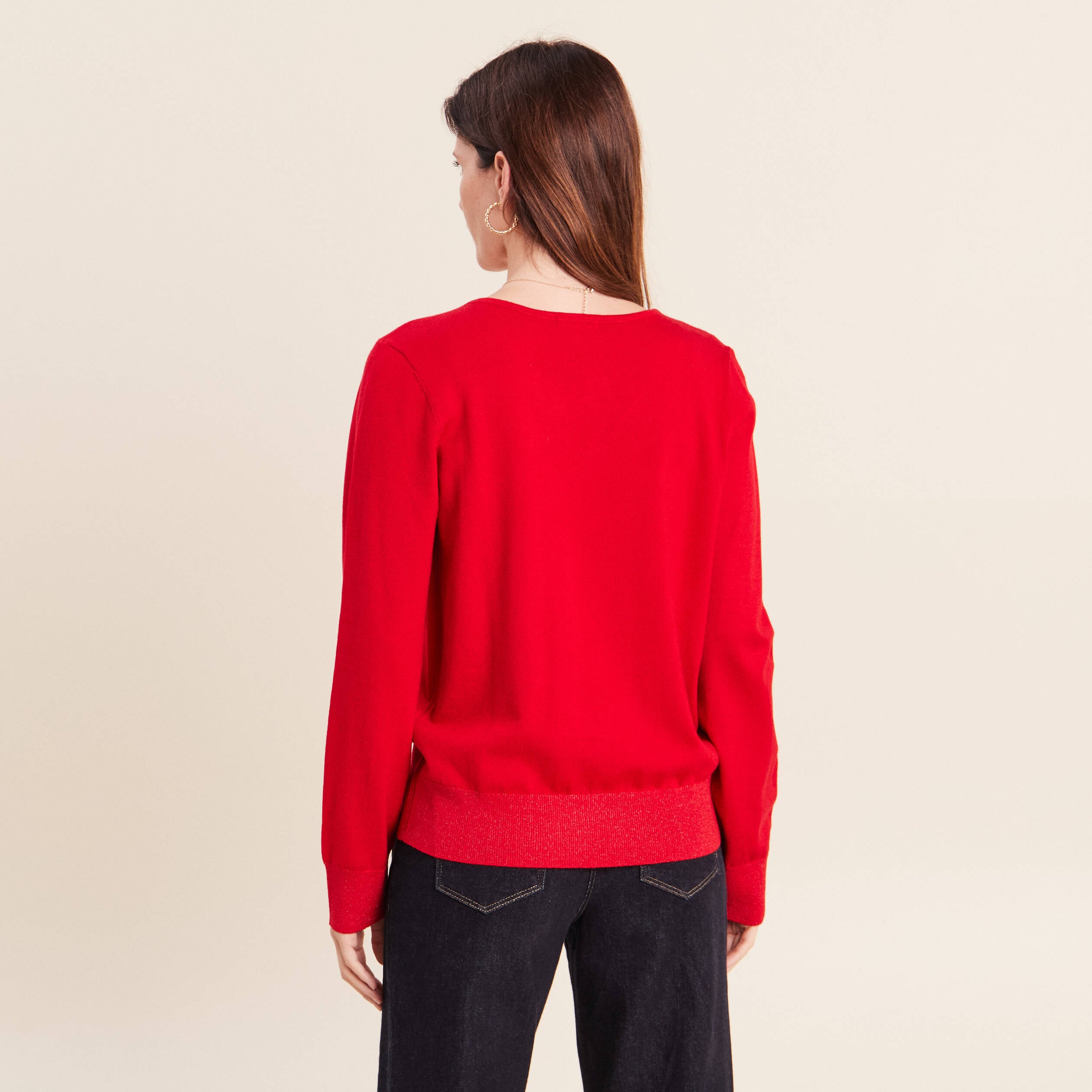 Pull manches longues rouge femme