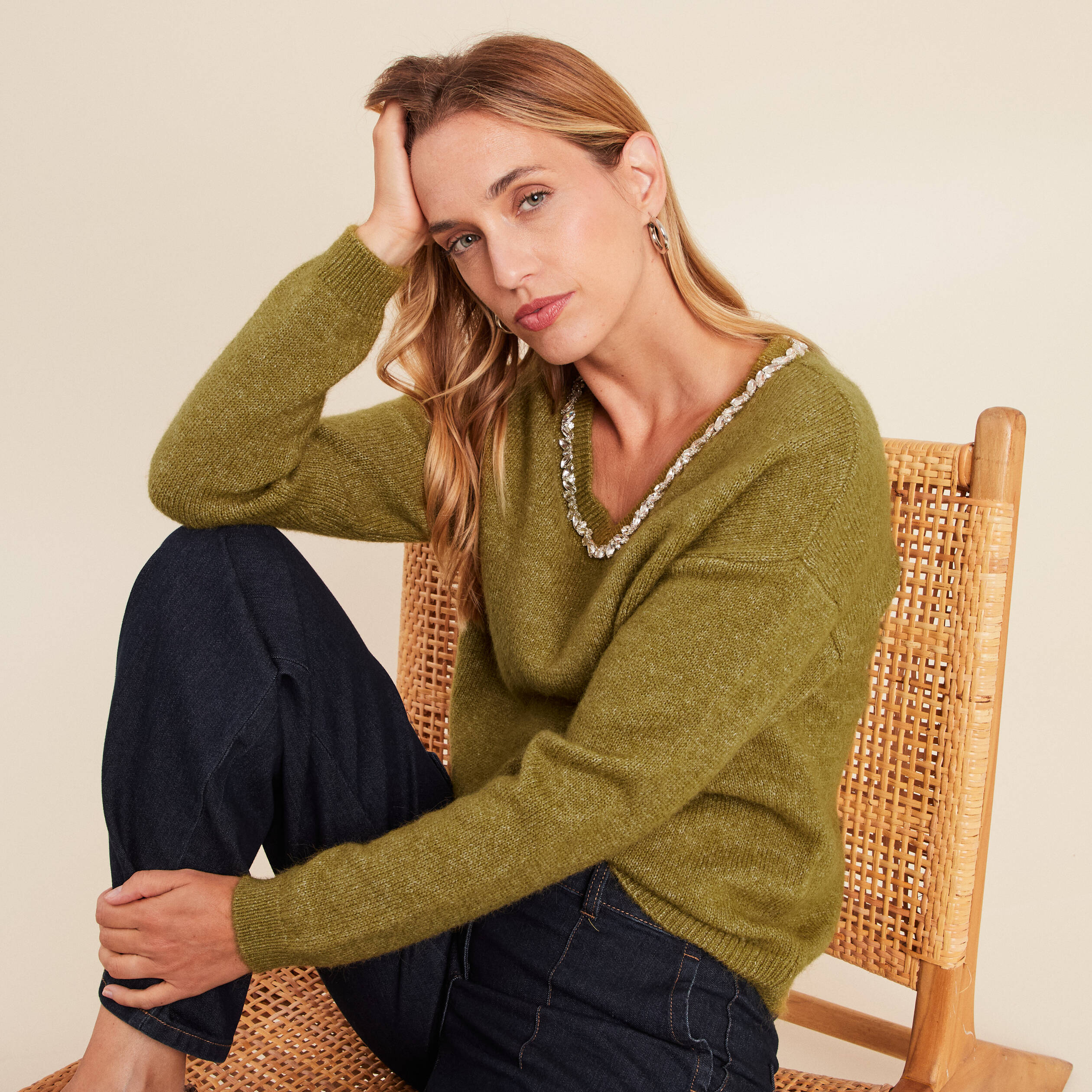 Manches Longues Pull Femme Col Rond Laine Pull Col Rond Manches