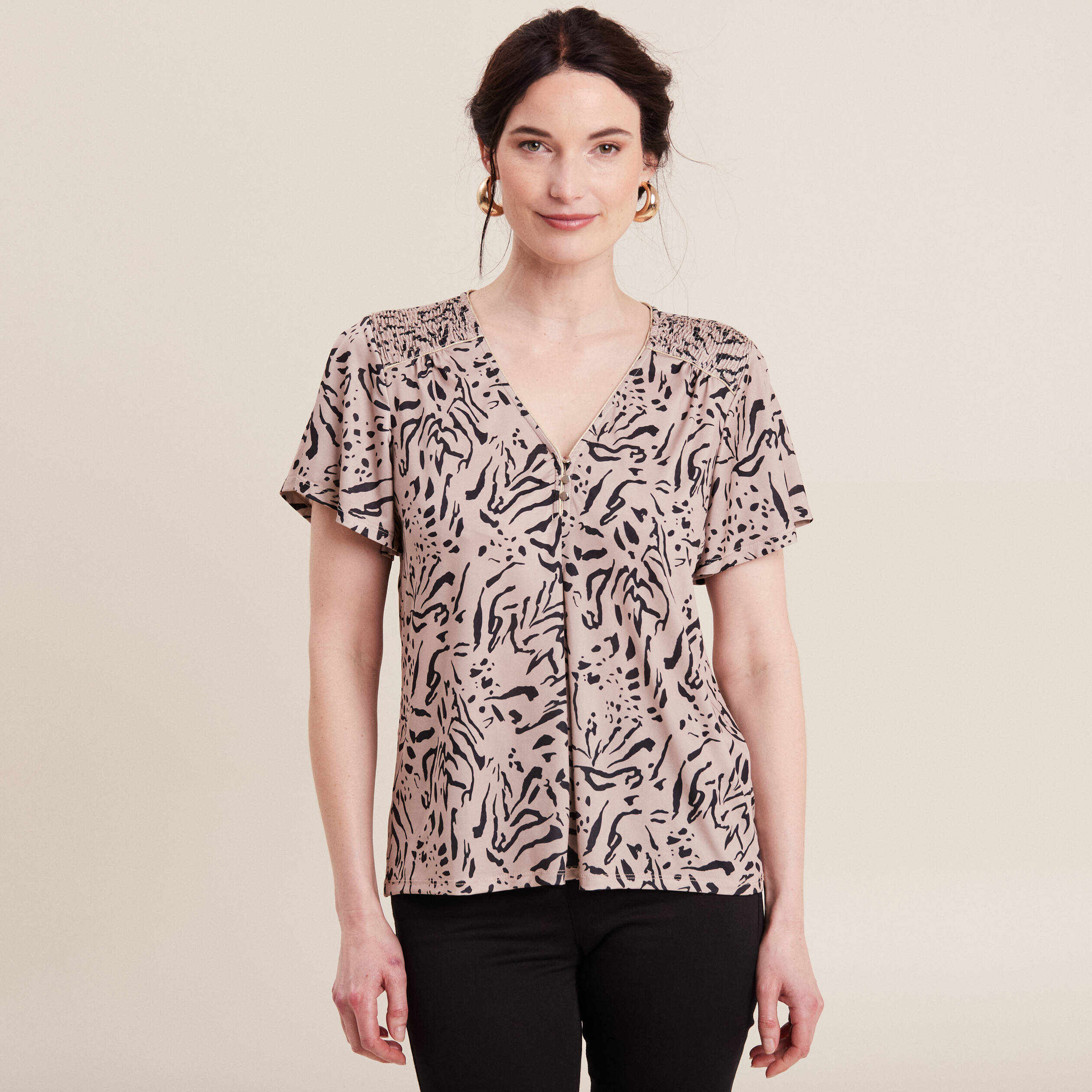 t shirt manches courtes beige femme T-shirt manches courtes beige femme