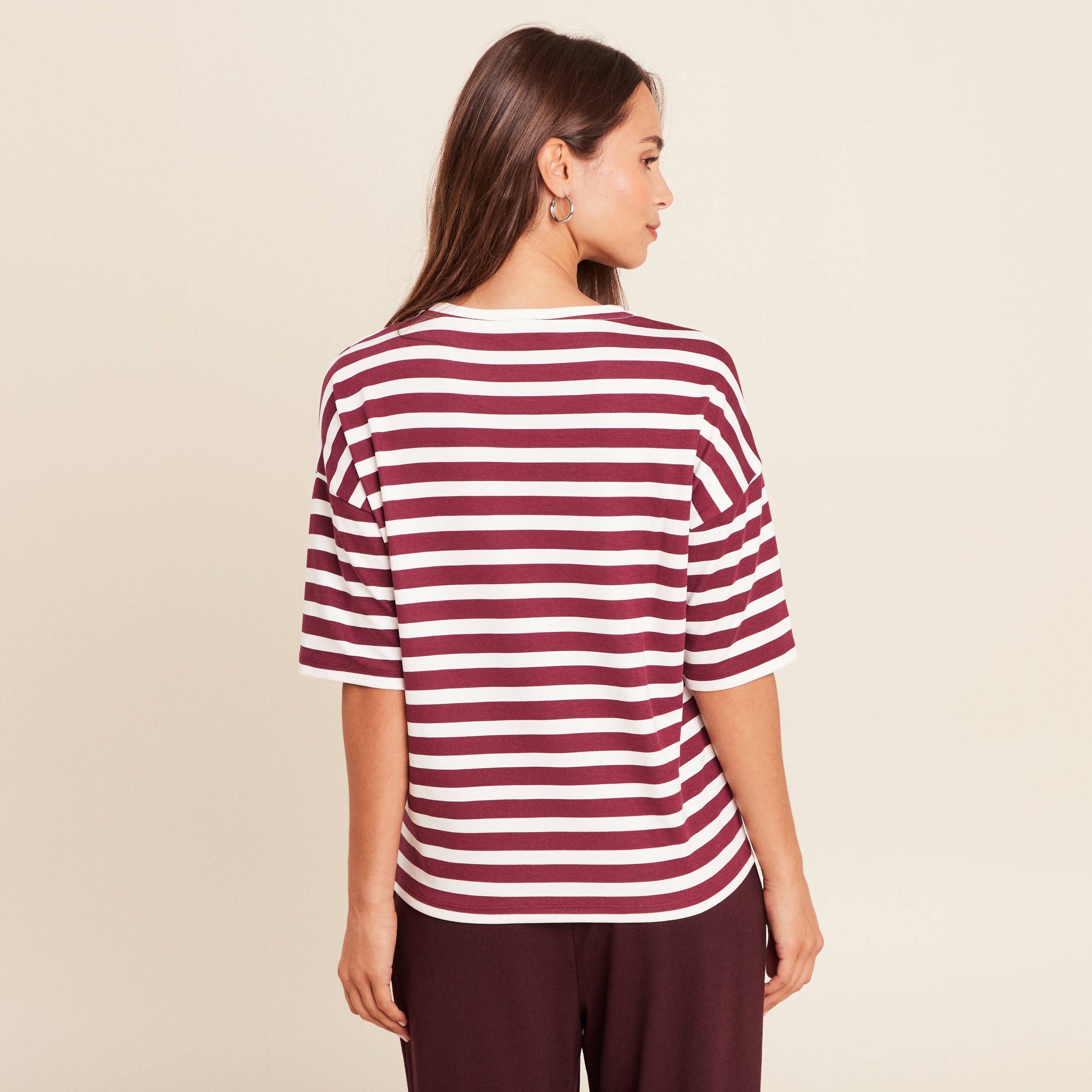 t shirt col rond bordeaux femme T-shirt col rond bordeaux femme