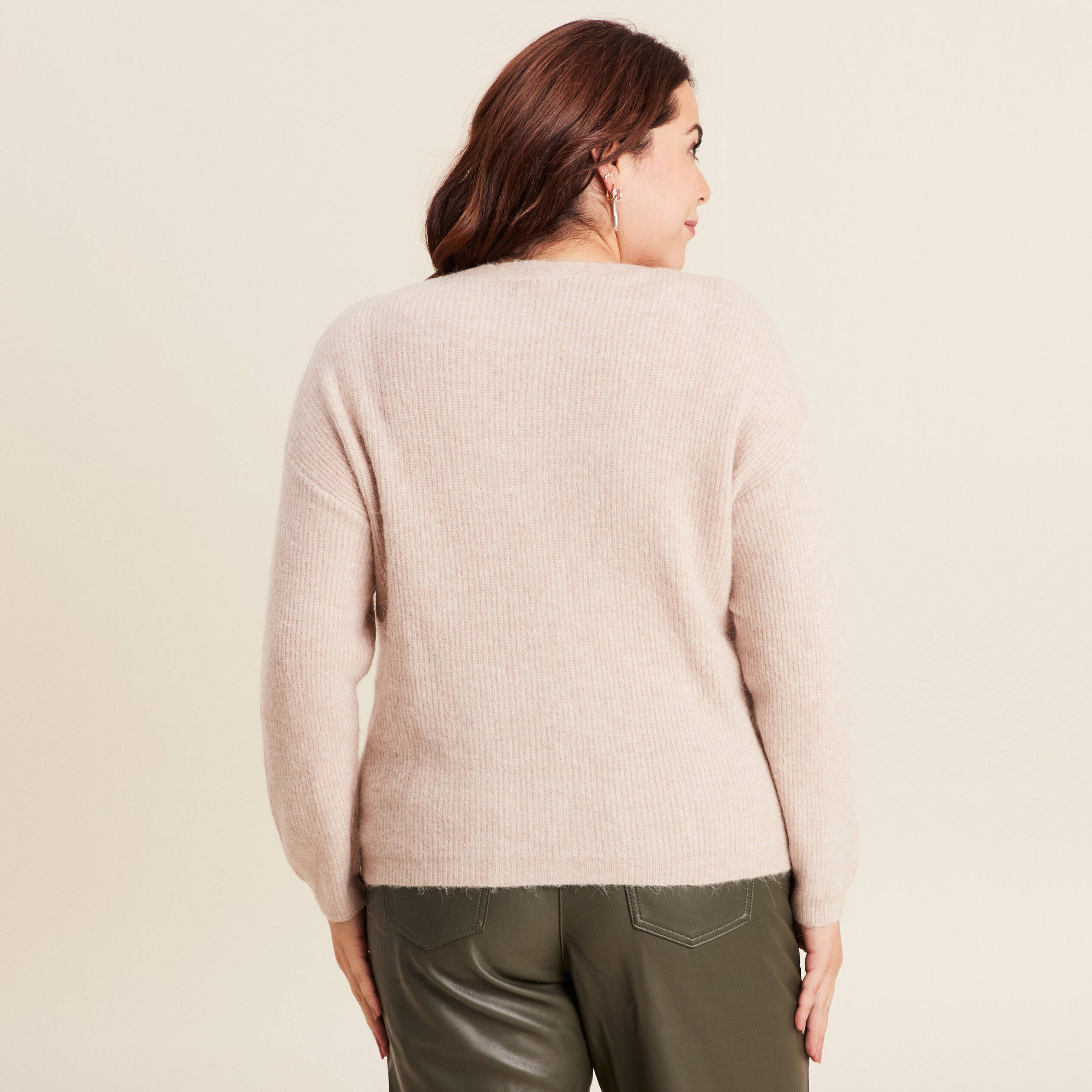 Gilet manches longues beige femme
