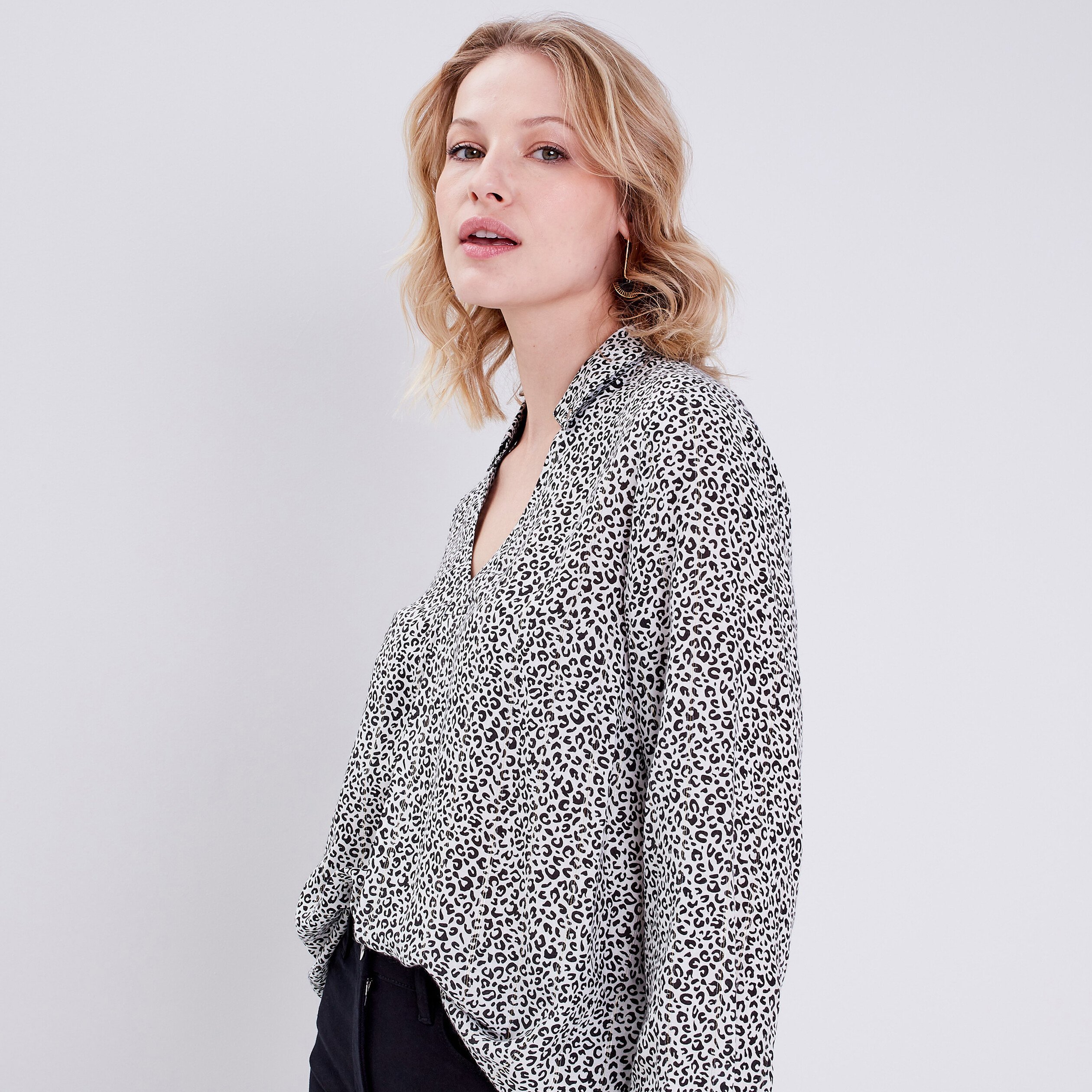Blouse manches 3/4 noir femme