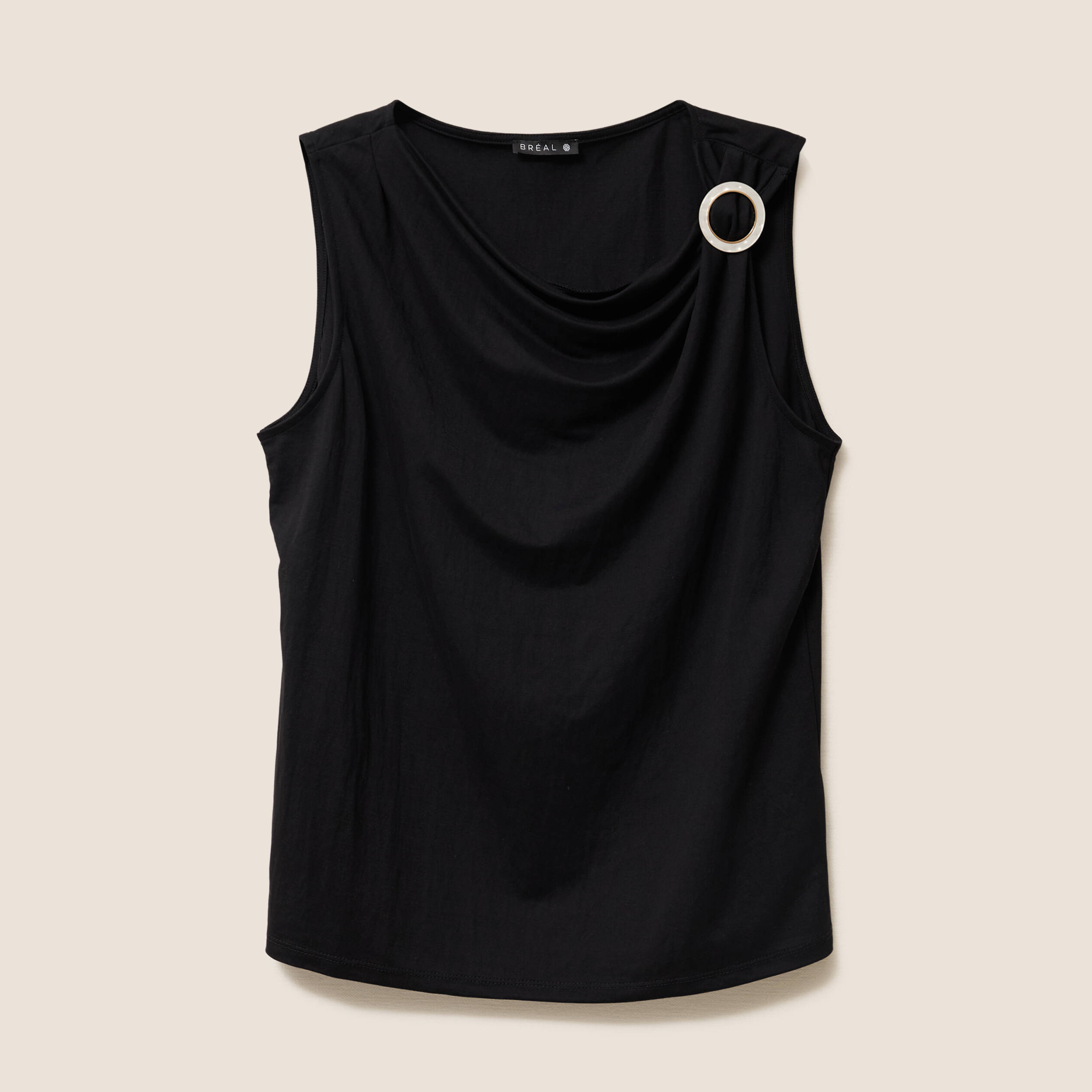 T-shirt col b&eacute;nitier noir femme