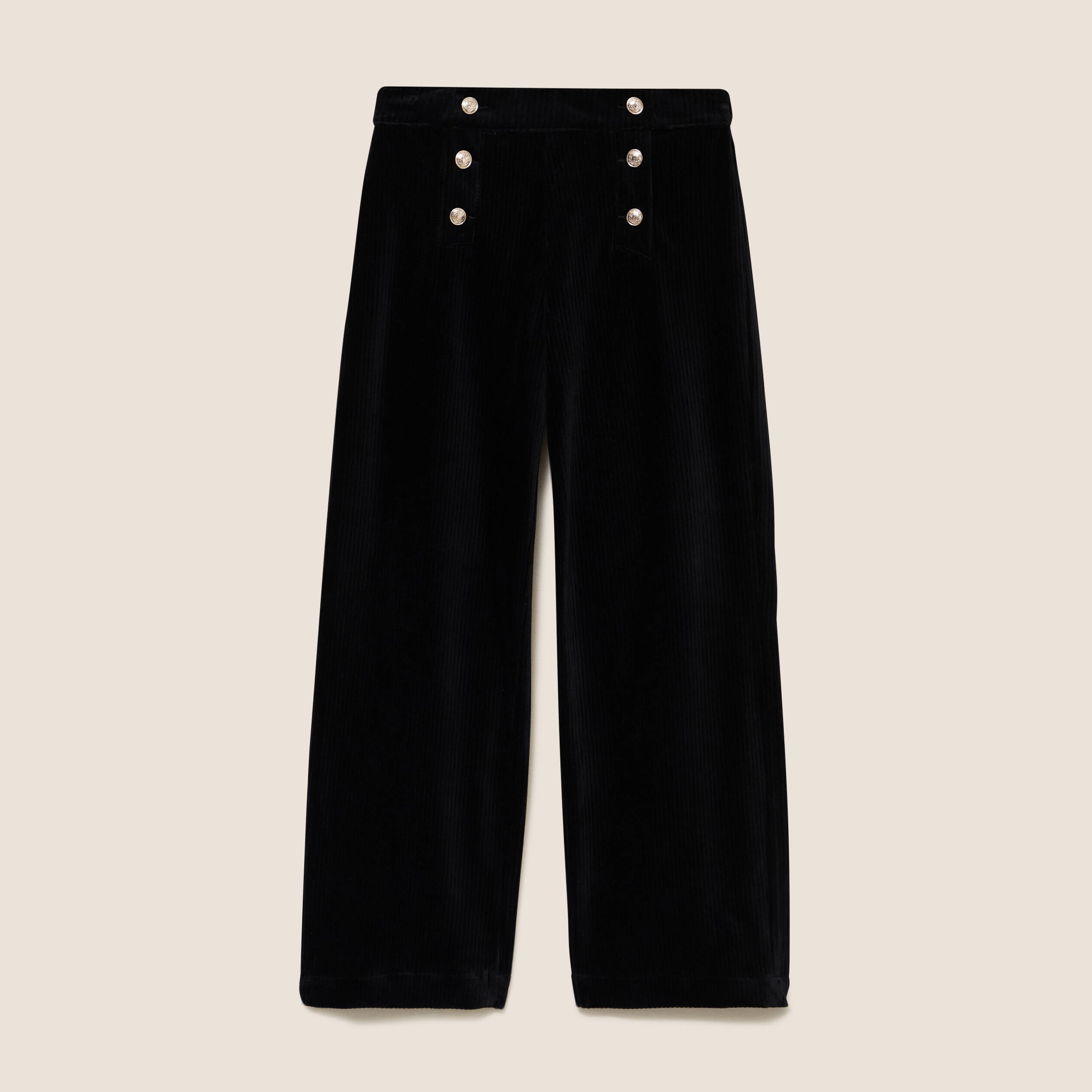 Pantalon loose en velours noir femme