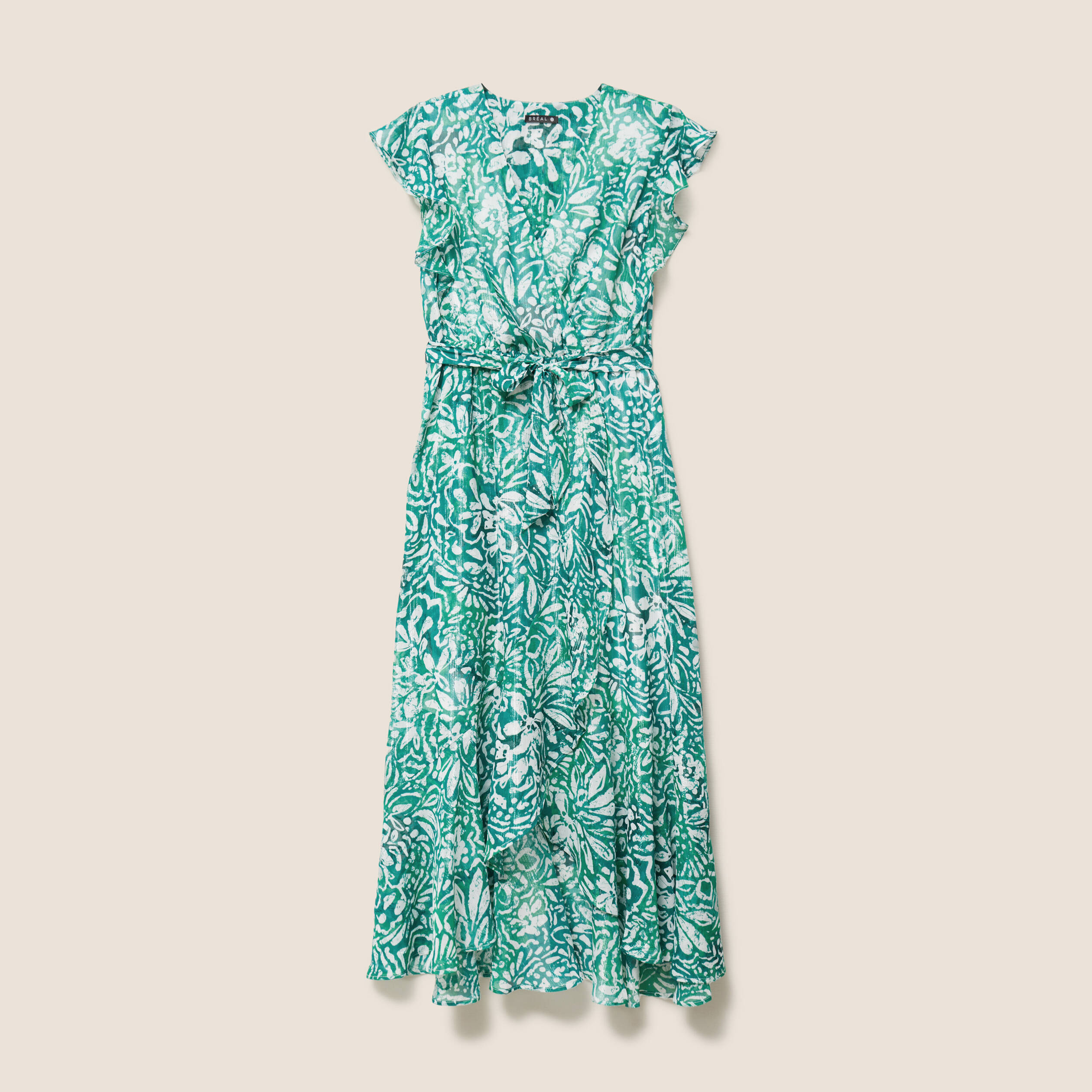 Robe longue portefeuille vert femme