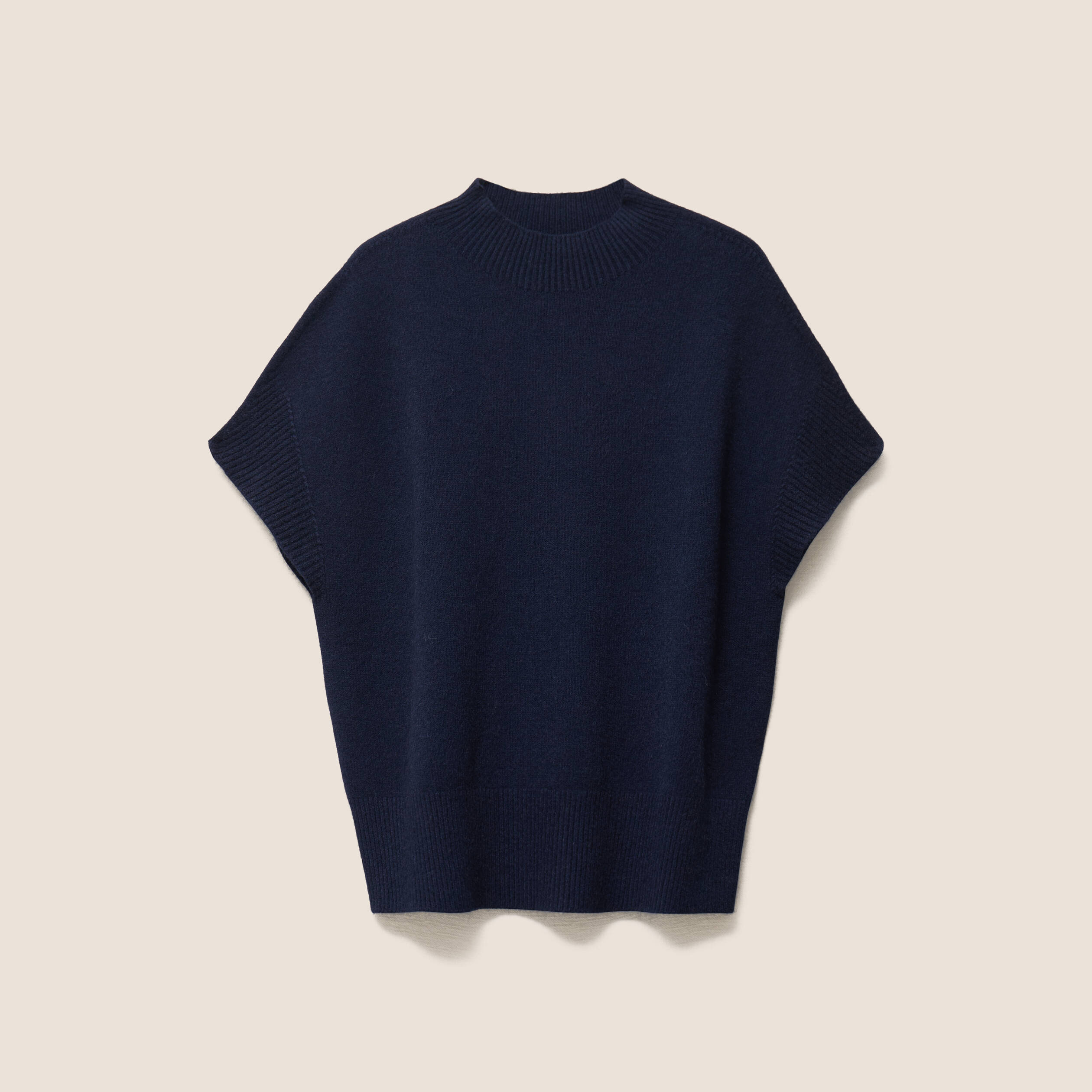 Pull col montant bleu marine femme