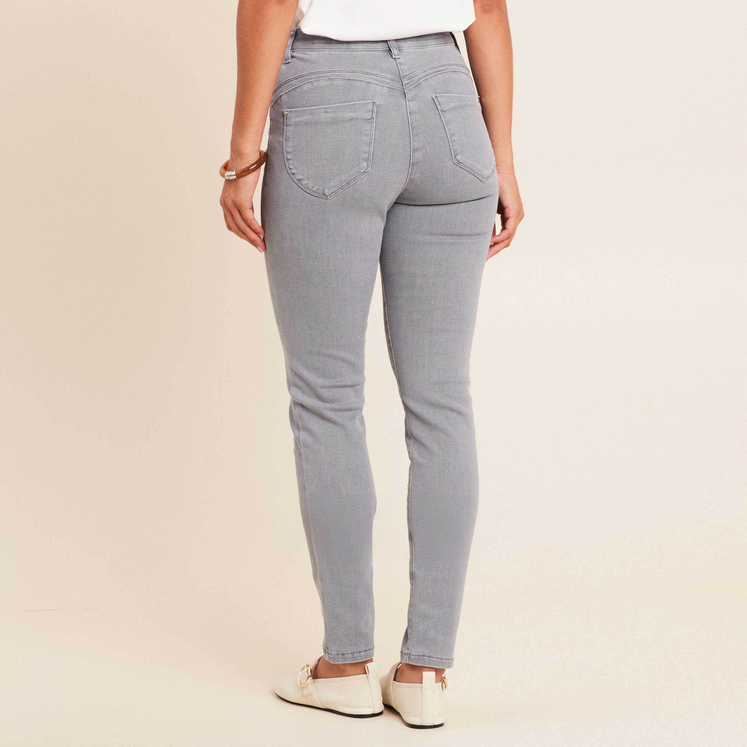 jean magique ajuste taille standard denim gris femme Jean magique ajusté taille standard denim gris femme