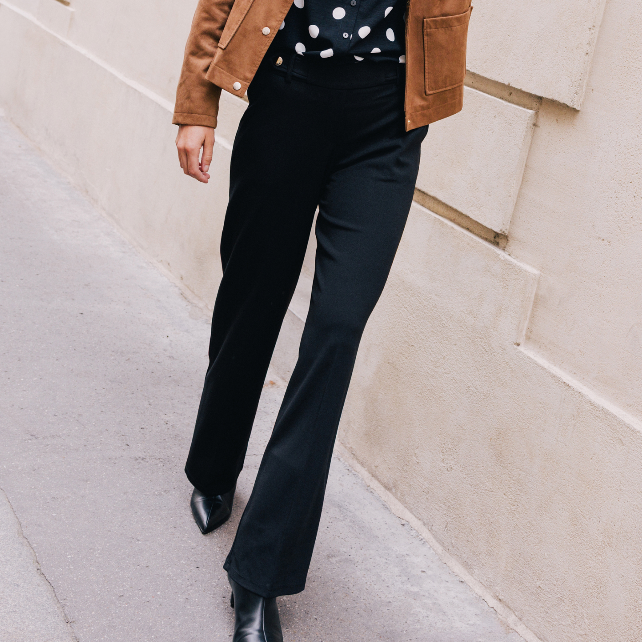 Pantalon taille haute noir femme