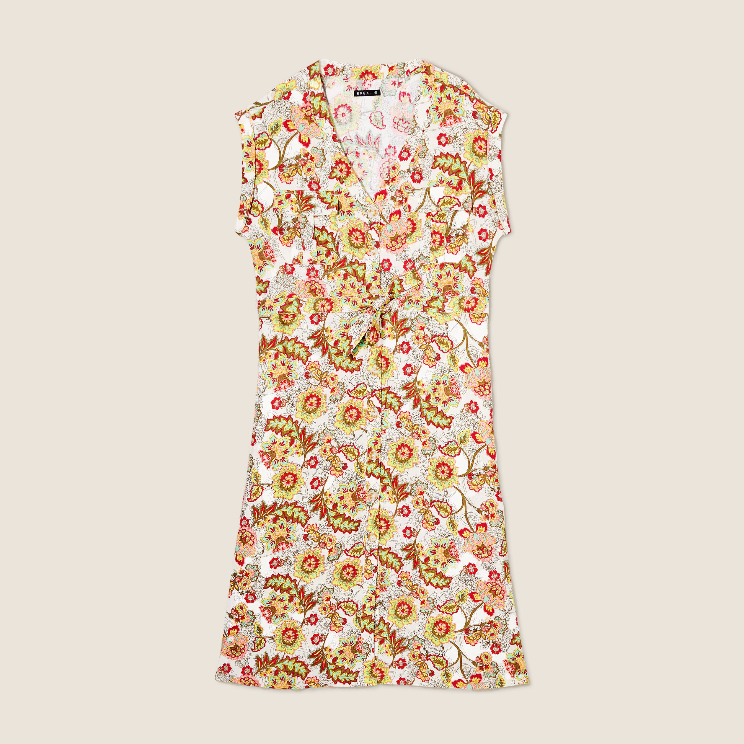 Robe chemise boutonn&eacute;e blanc femme