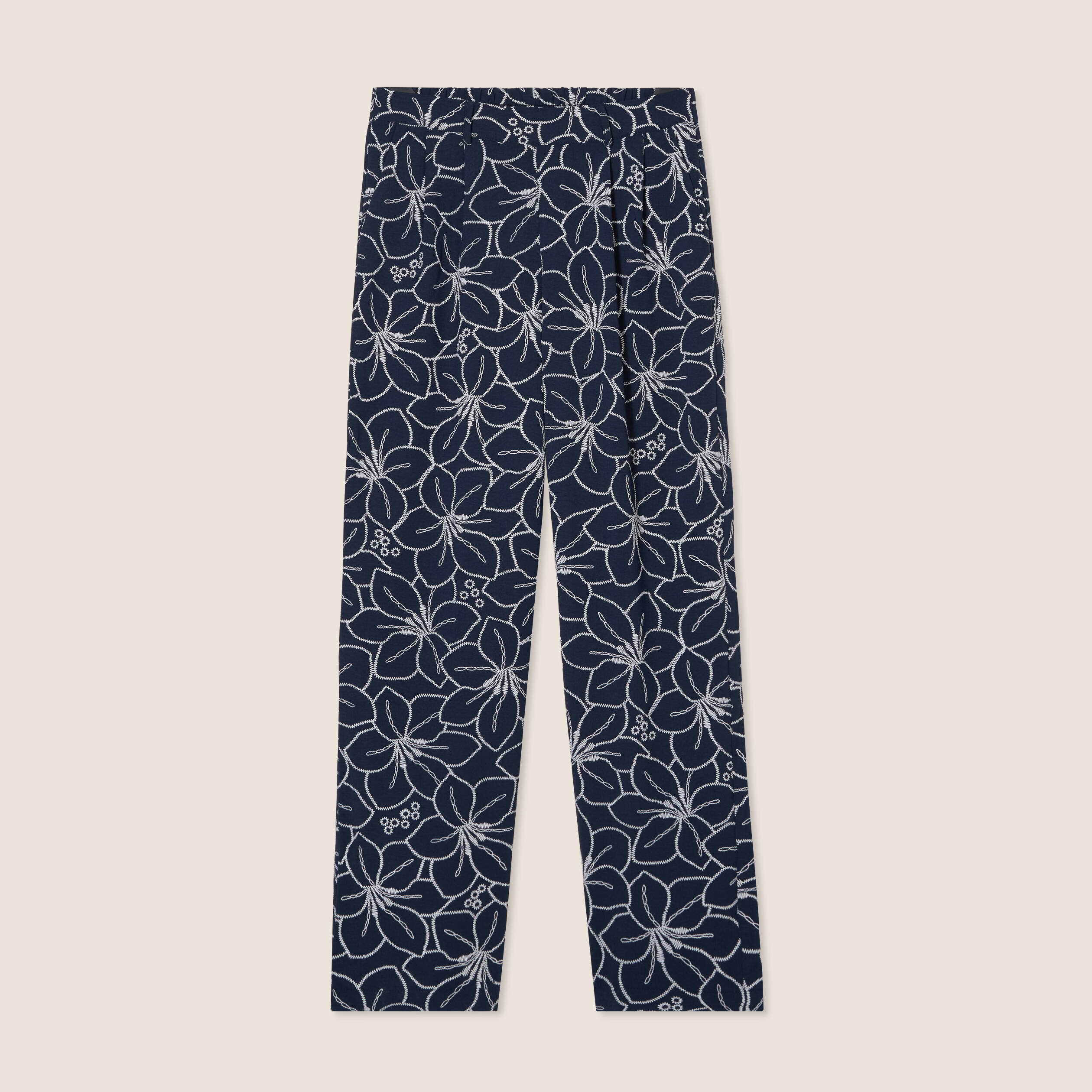 pantalon large taille haute bleu fonce femme Pantalon large taille haute bleu foncé femme