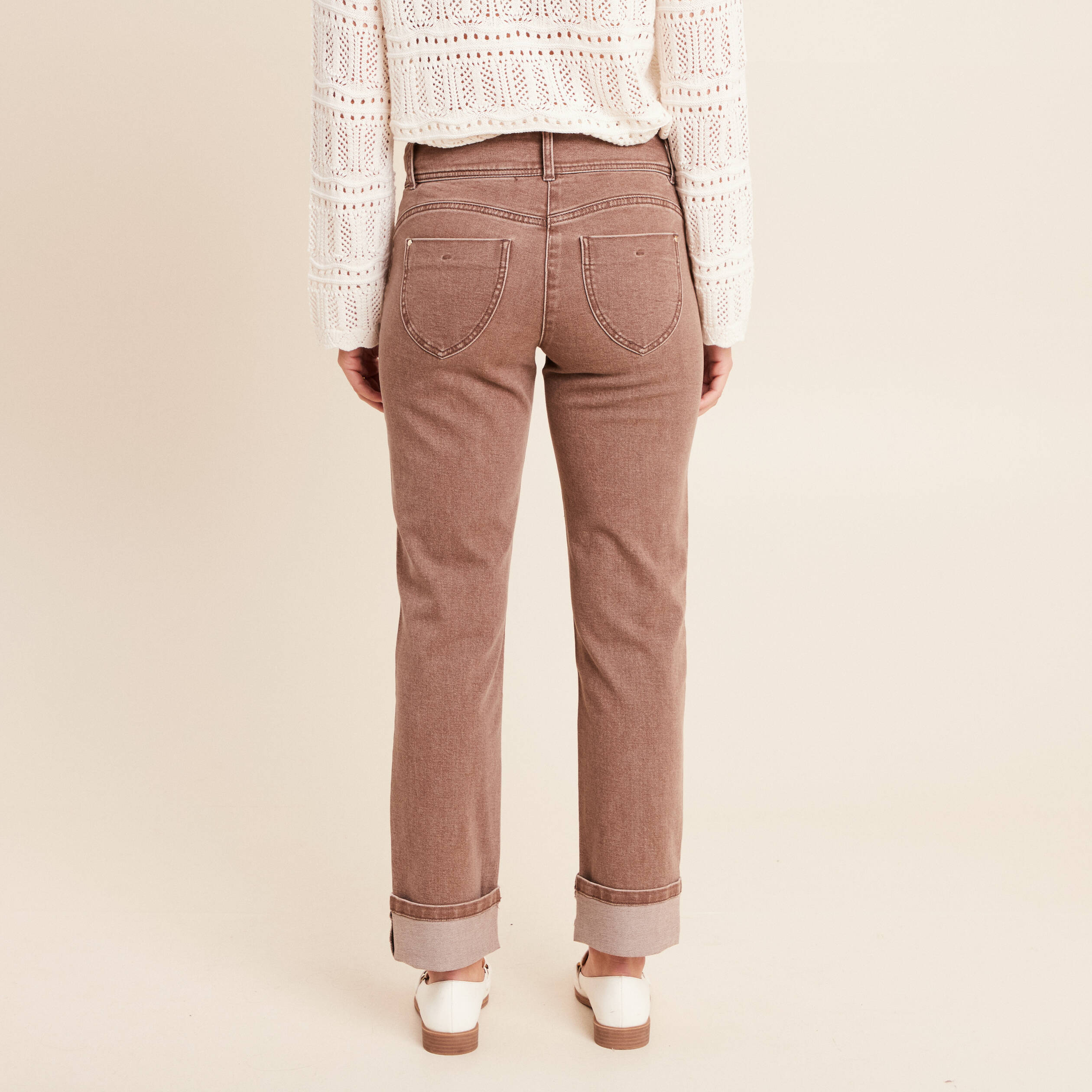 Jean standard marron clair femme