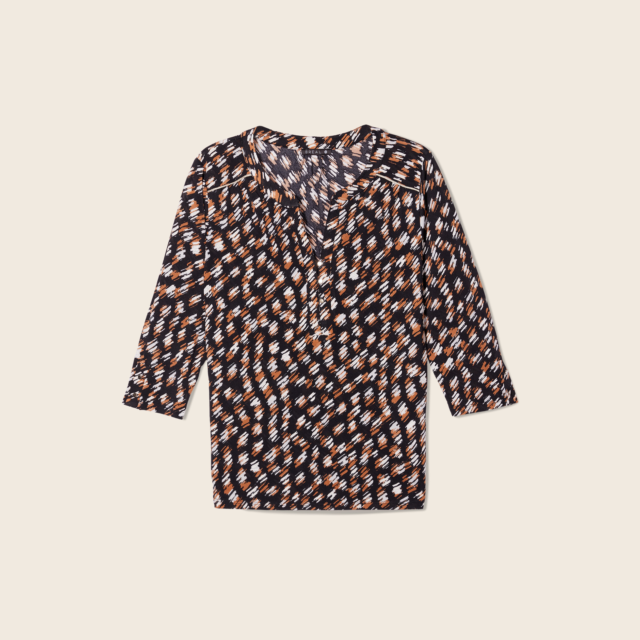T-shirt manches 3/4 noir femme