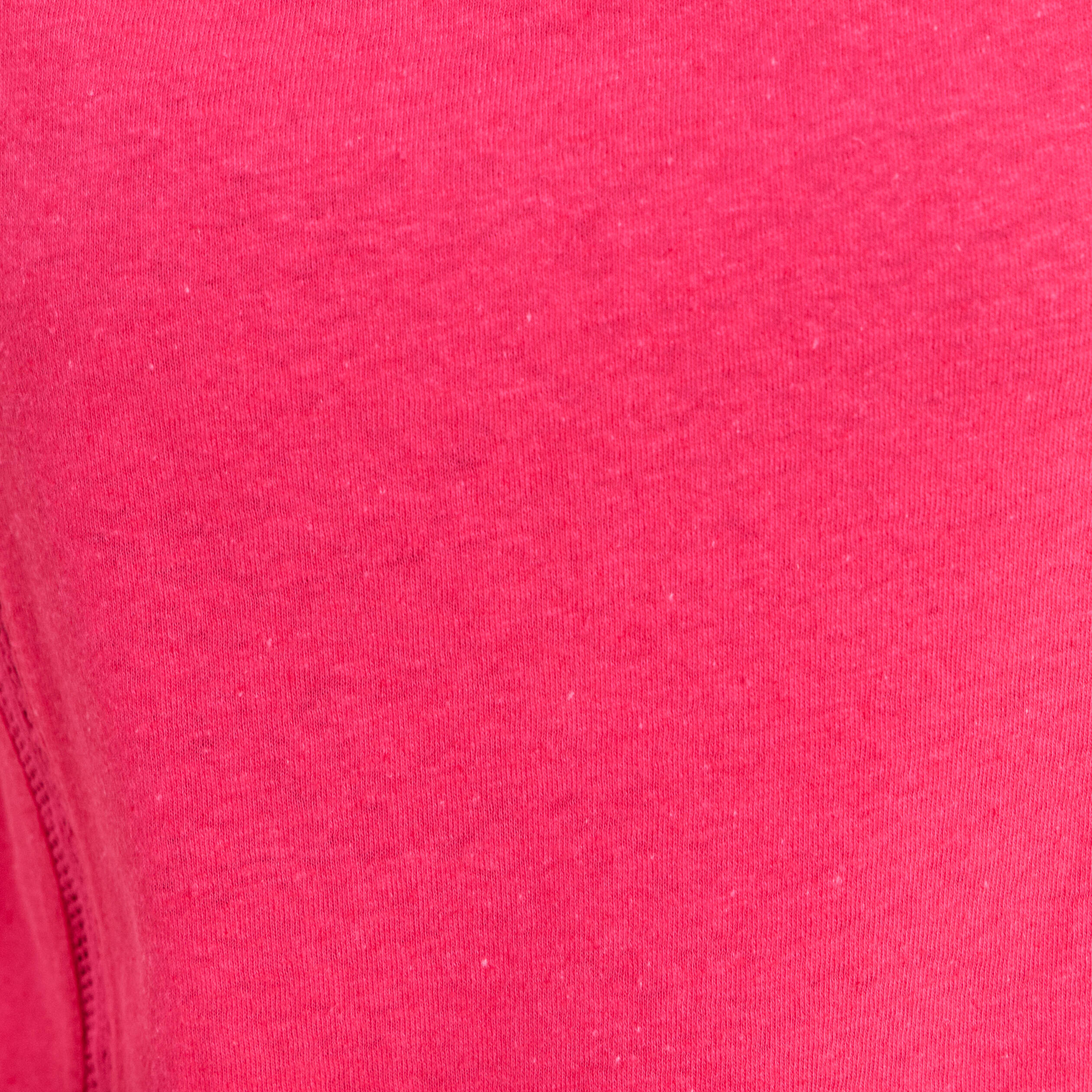 T-shirt col rond macram&eacute; manches courtes rose fushia femme