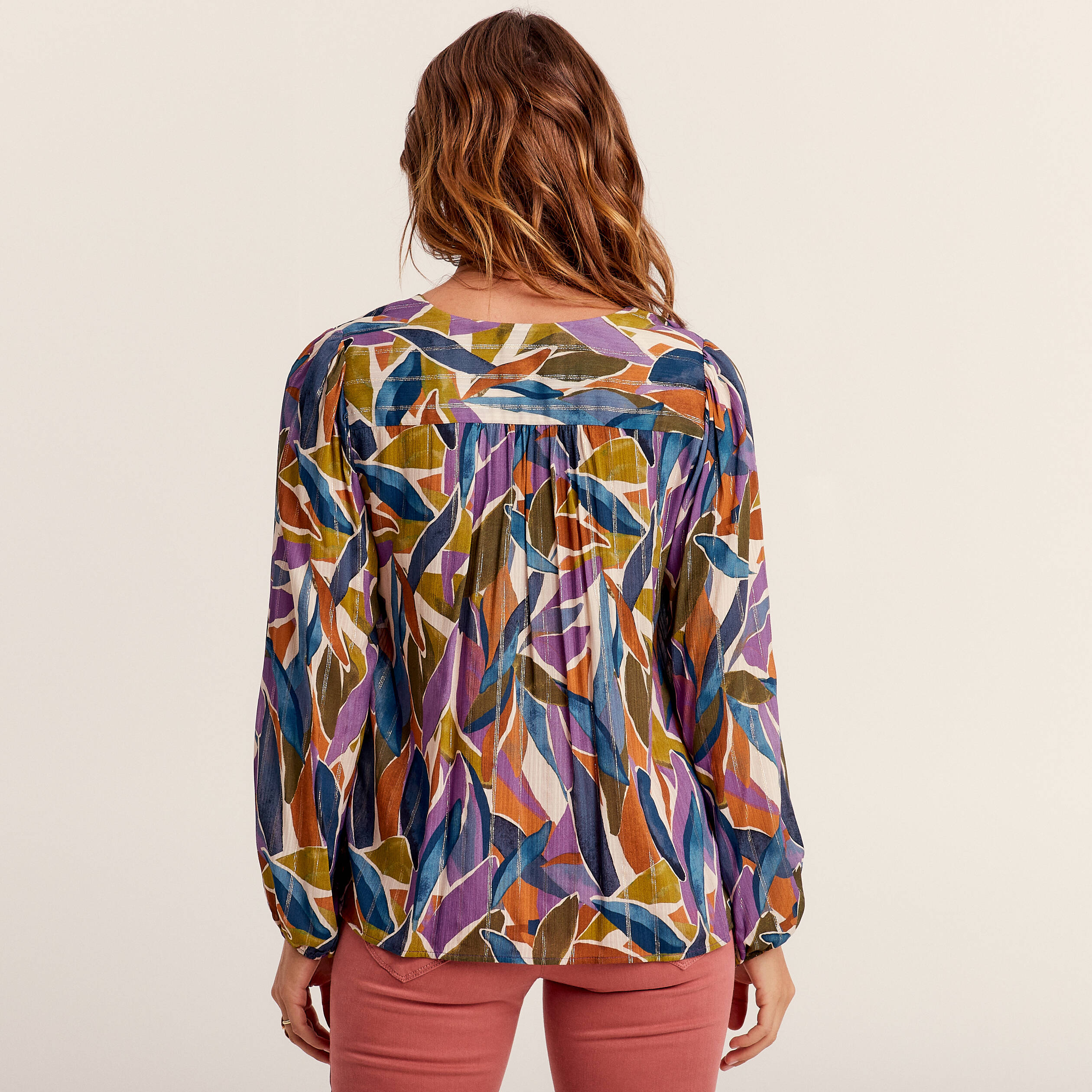 Blouse manches longues multicolore femme