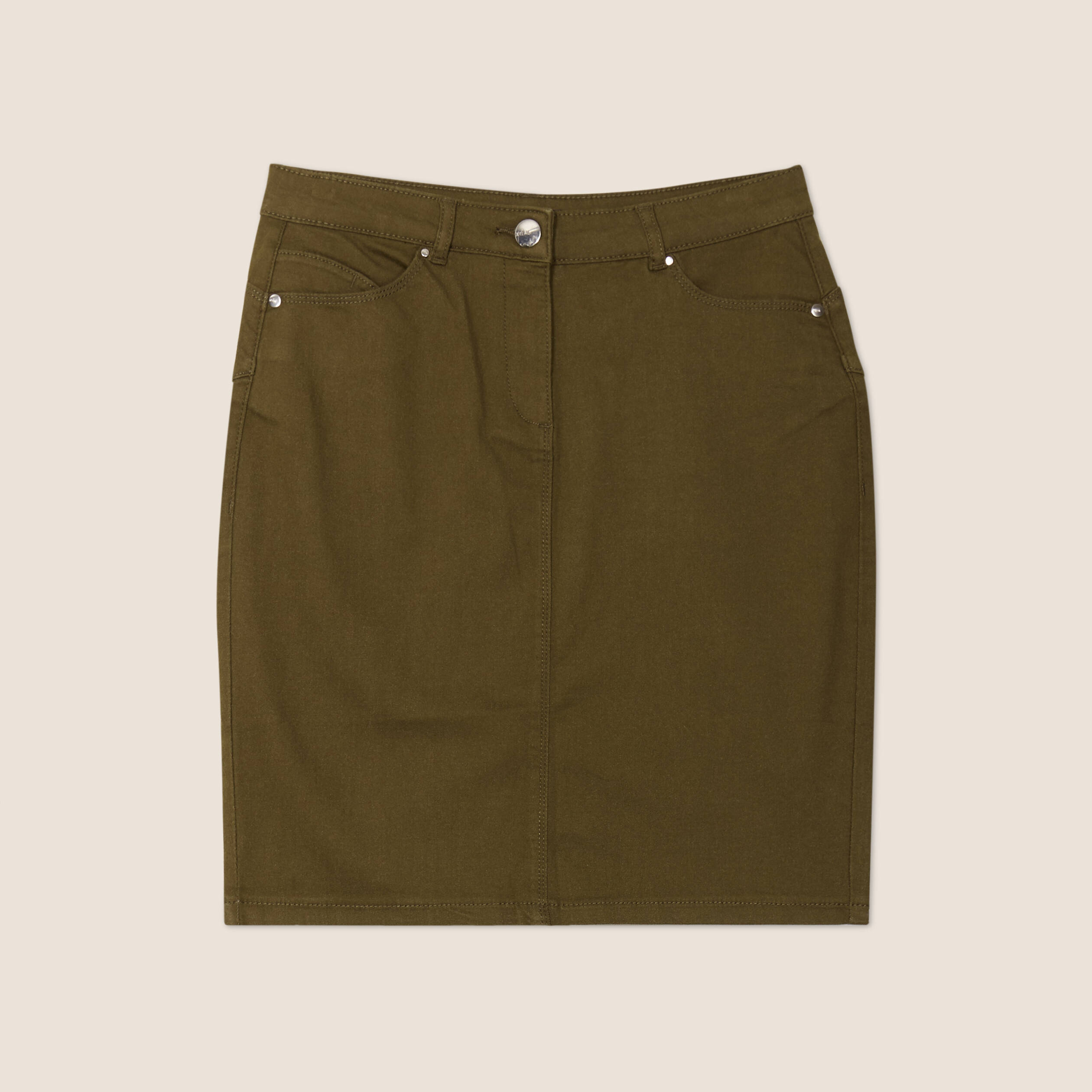 Jupe droite vert olive femme