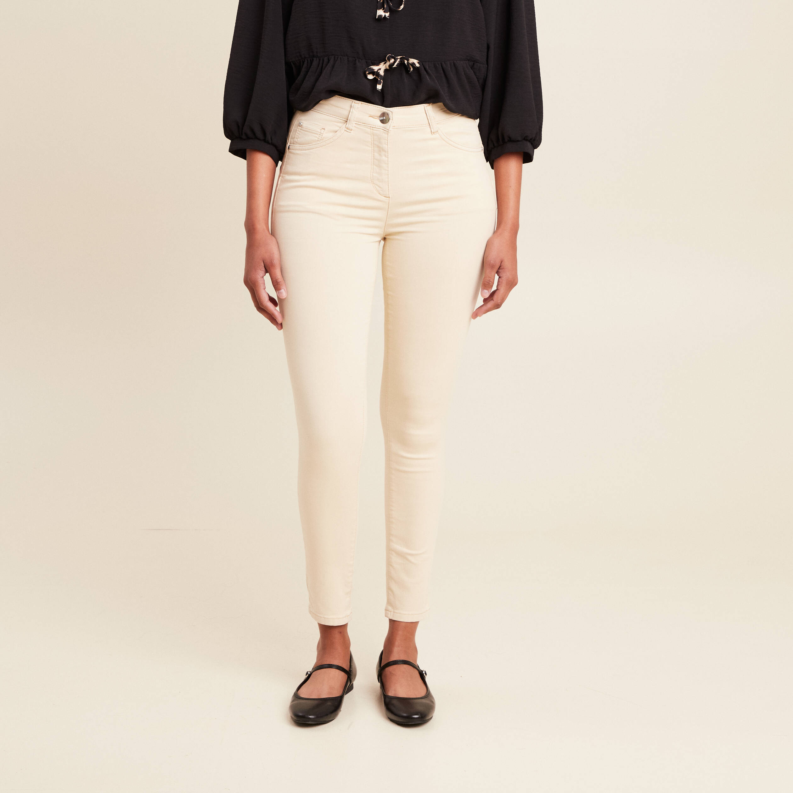 pantalon leger taille standard 78eme ivoire femme Pantalon léger taille standard 7/8ème ivoire femme