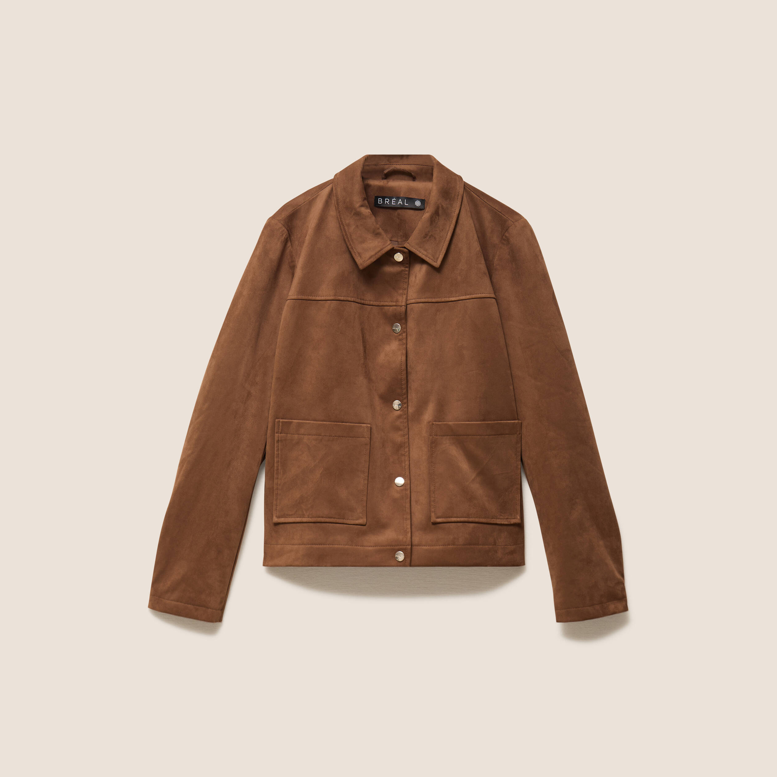 Veste courte doubl&eacute;e marron fonc&eacute; femme