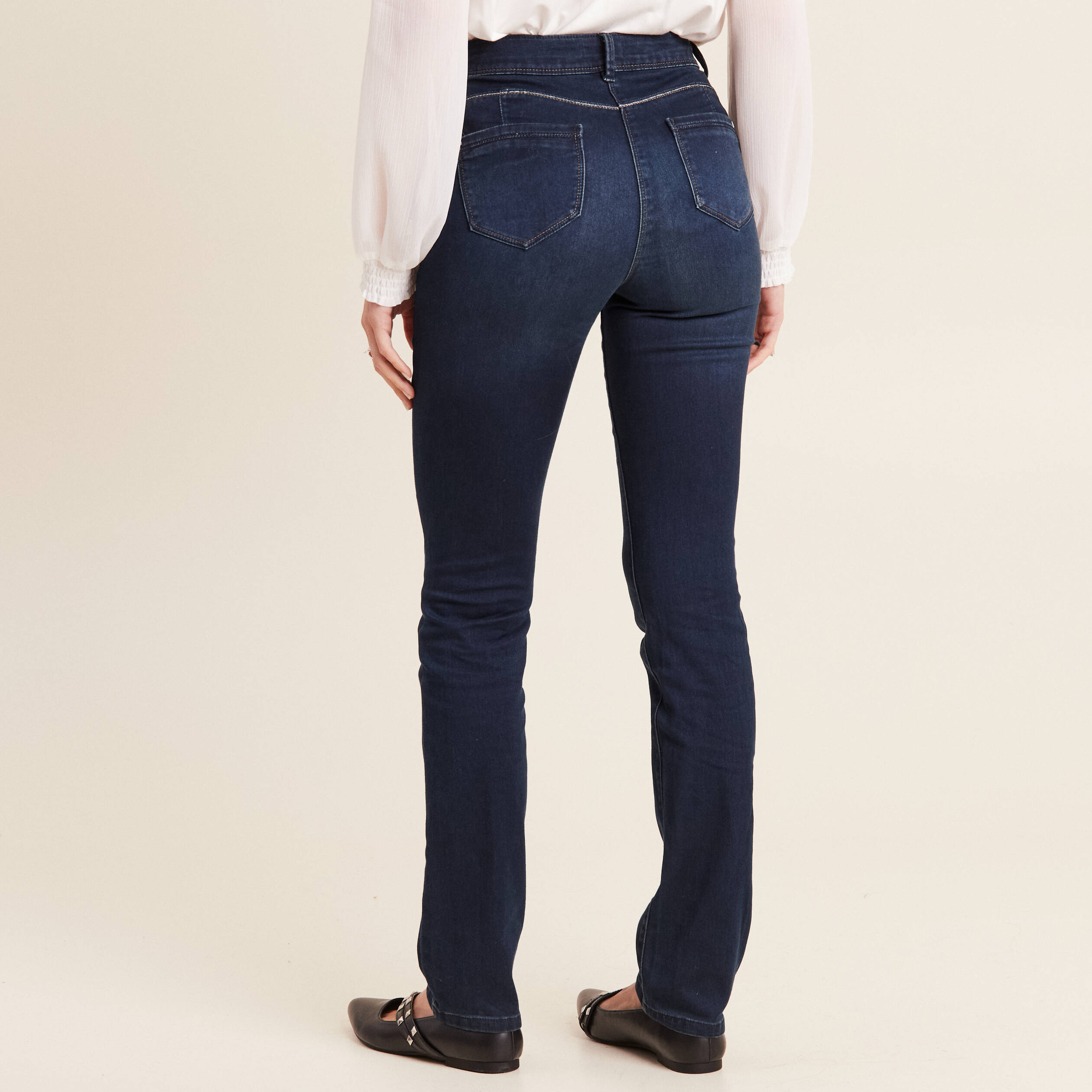 Jean droit denim brut femme