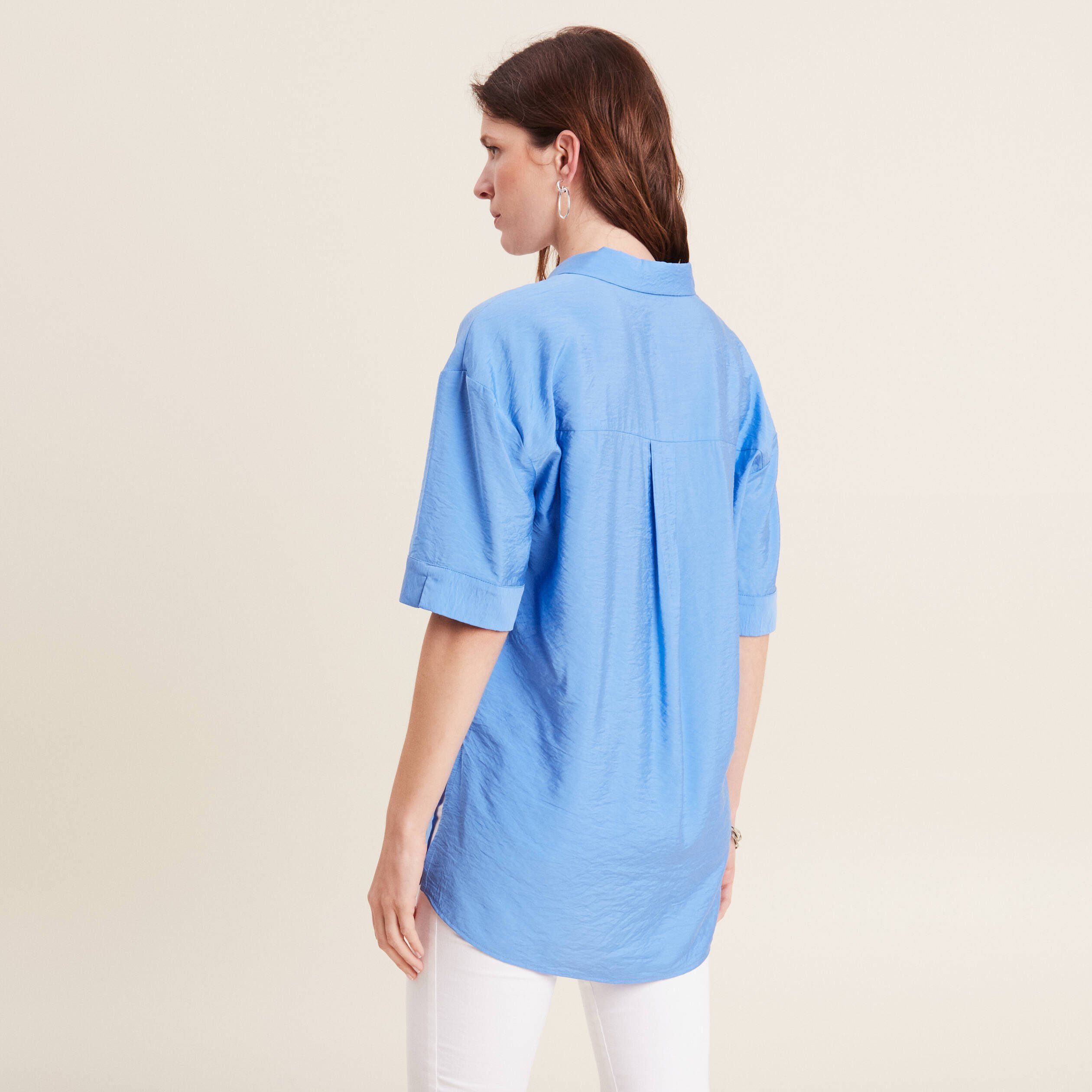 Blouse manches 3/4 bleu femme