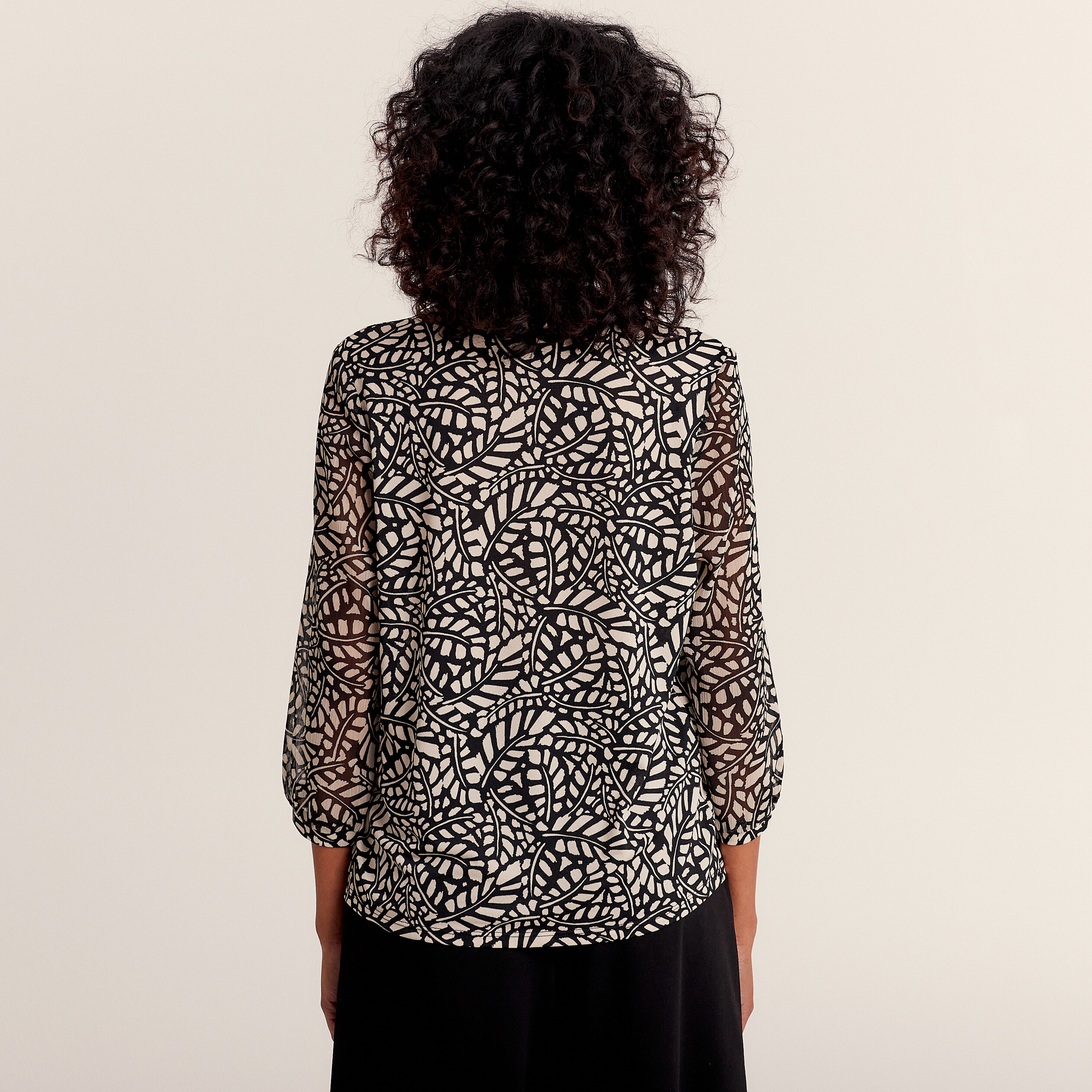 T-shirt manches 3/4 noir femme
