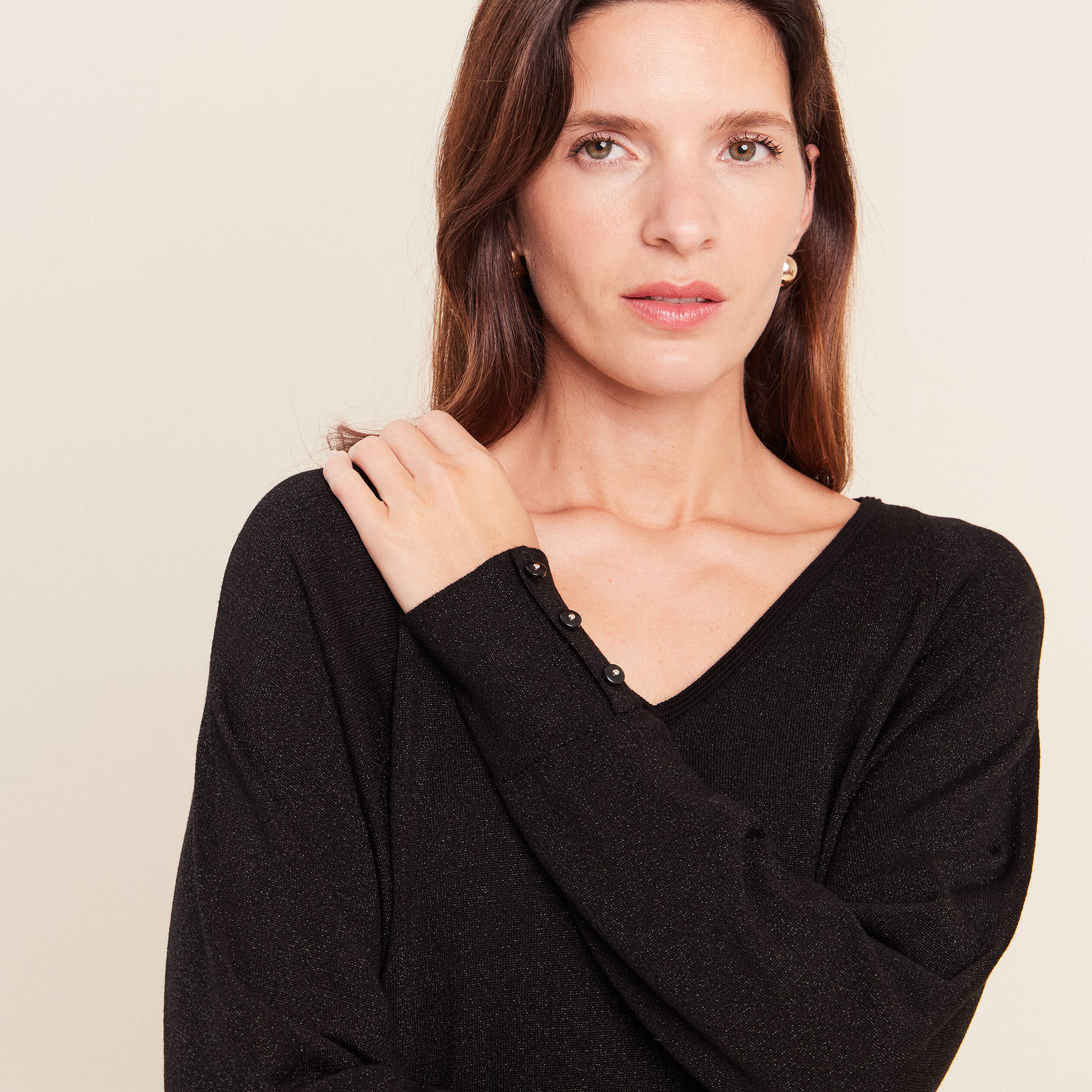 Pull manches longues noir femme