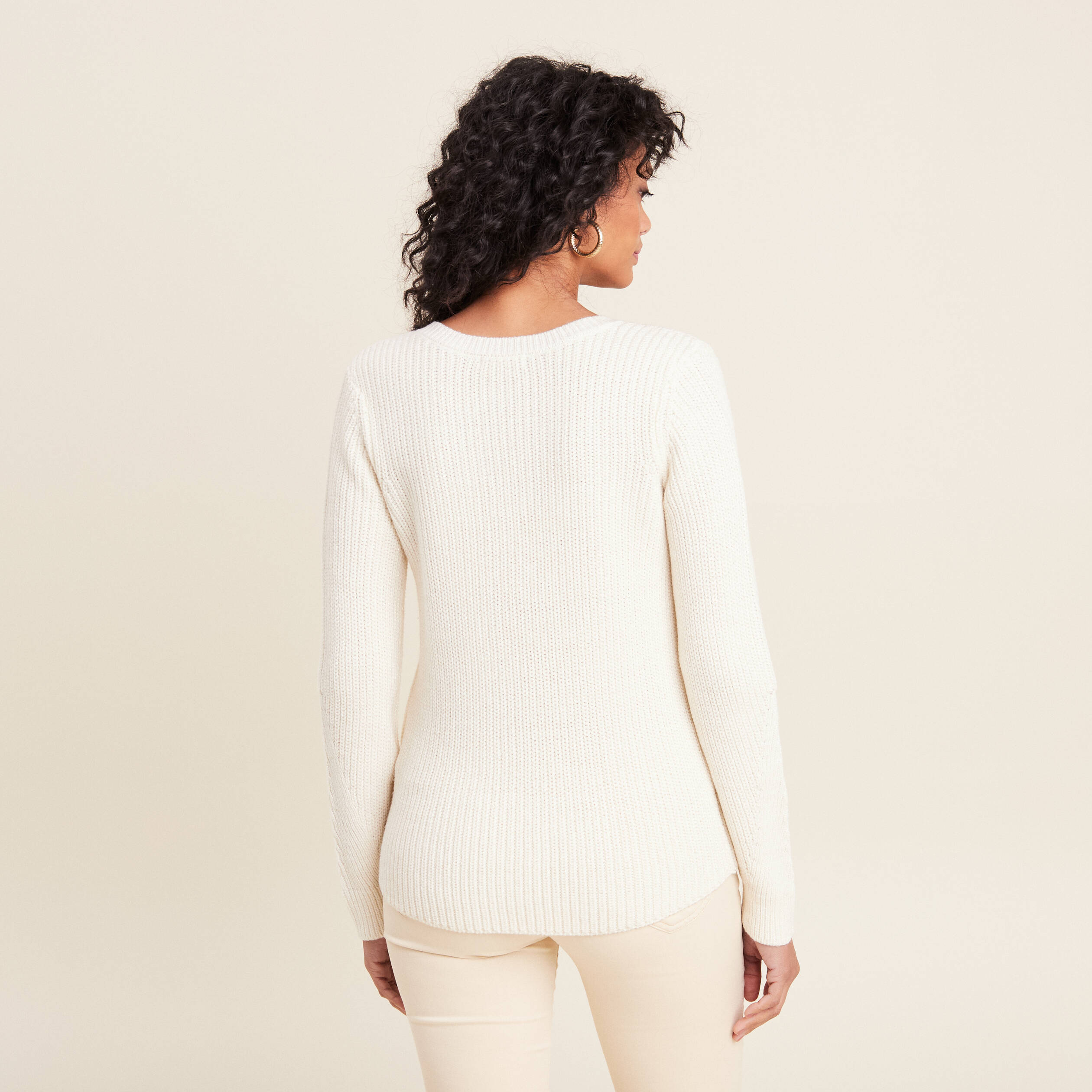 Pull manches longues ecru femme