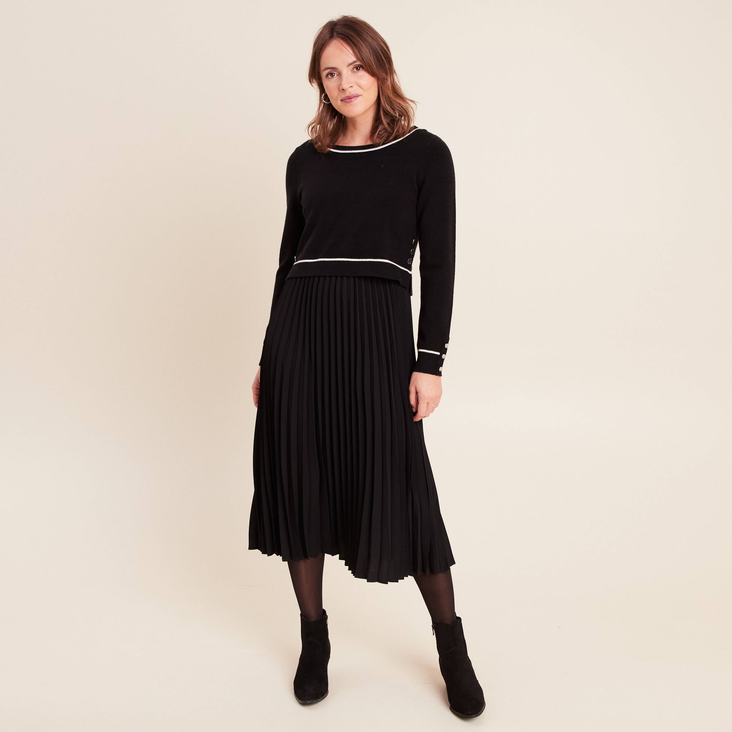 Robe 2 En 1 One Step - Beige Et Noir - Taille 38 - Très Bon état - Coton