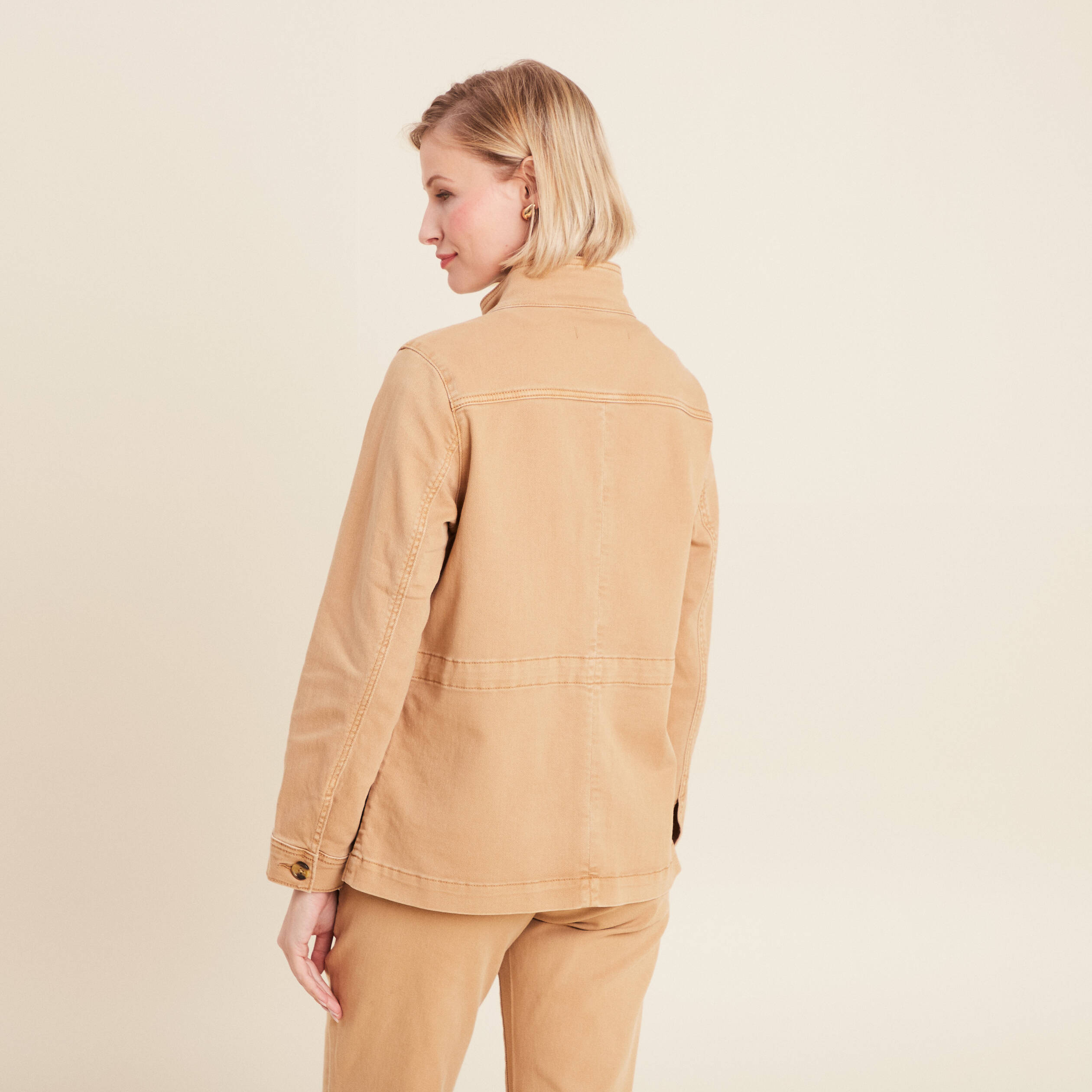 Veste boutonnée en jean marron clair femme